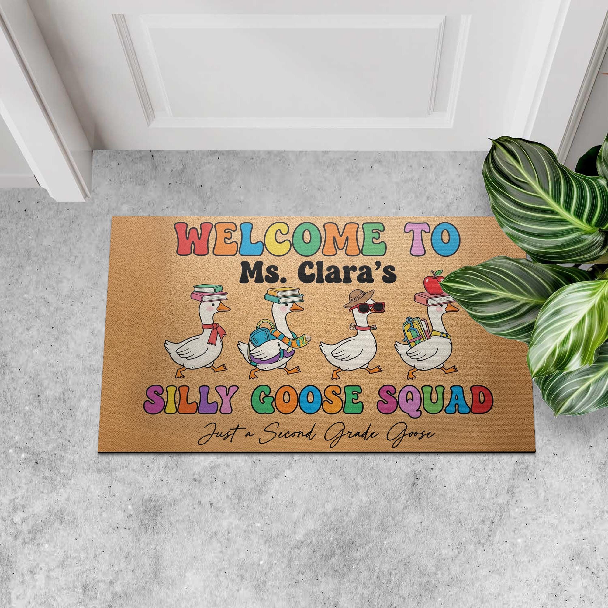 Silly Goose Squad Doormat, Funny Teacher Welcome Mat, Custom Classroom Rug, Back to School Decor, Personalized School Entry Mat
