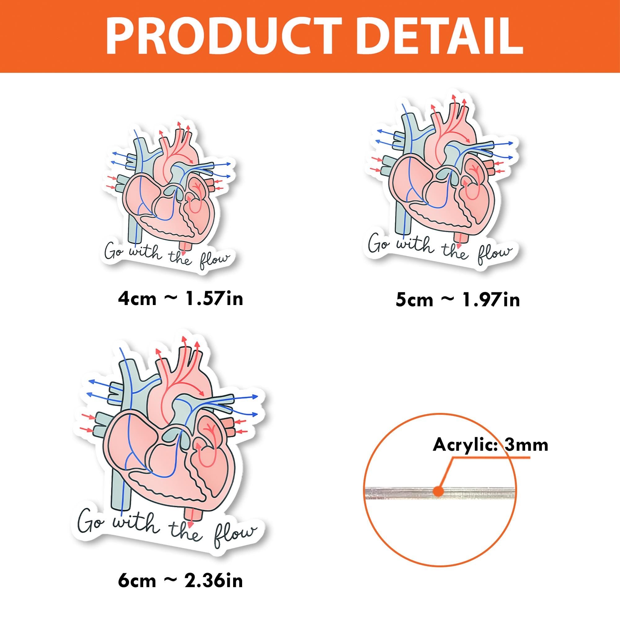 Anatomical Heart Badge Reel – “Go With the Flow” Retractable ID Holder, Medical Badge Clip, Nurse Cardiologist Gift, Anatomy Humor