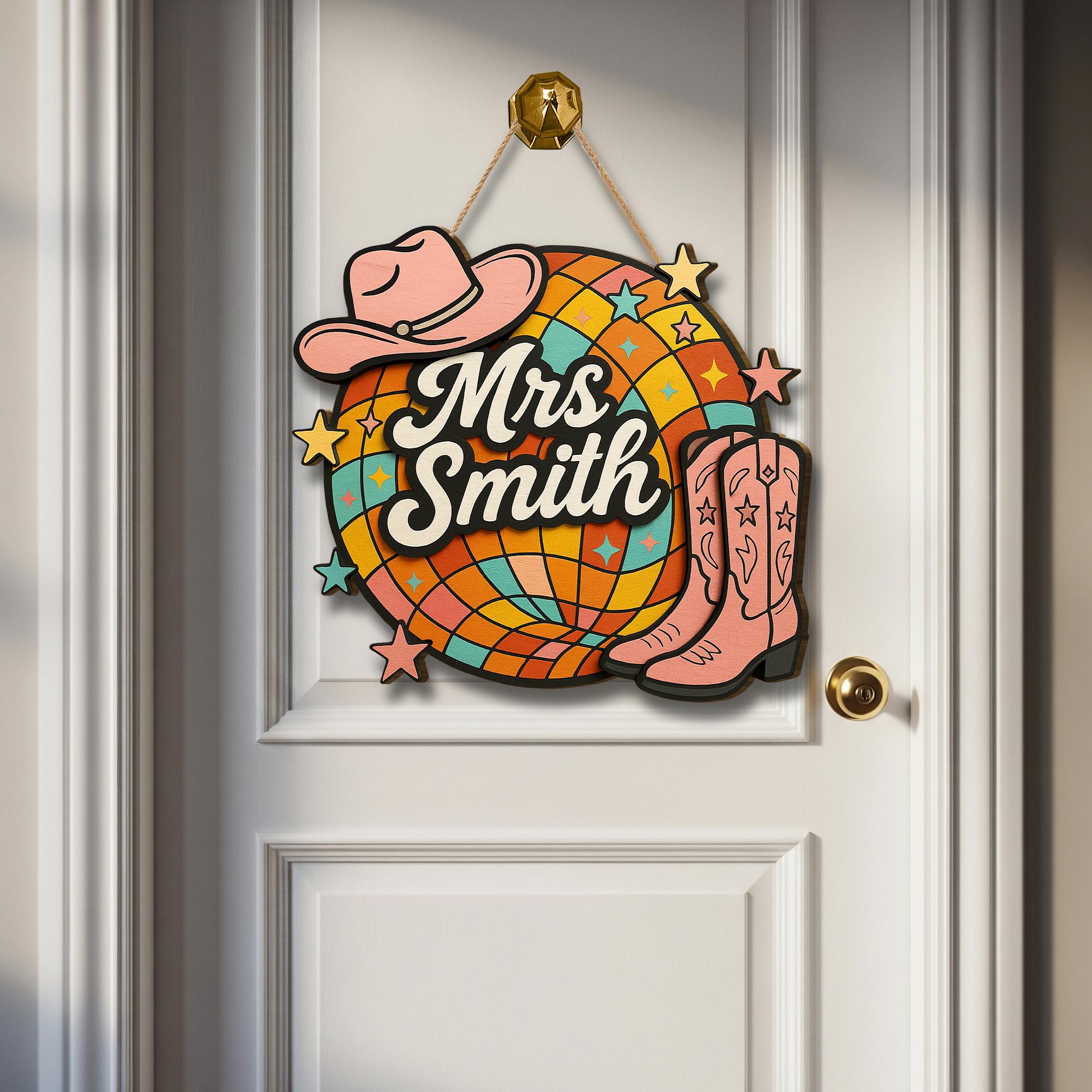 Custom Teacher Door Sign, Western 3D Wood Sign for Teacher, Back to School Decor, Cowgirl Boots and Hat Name Sign, Western Classroom Decor