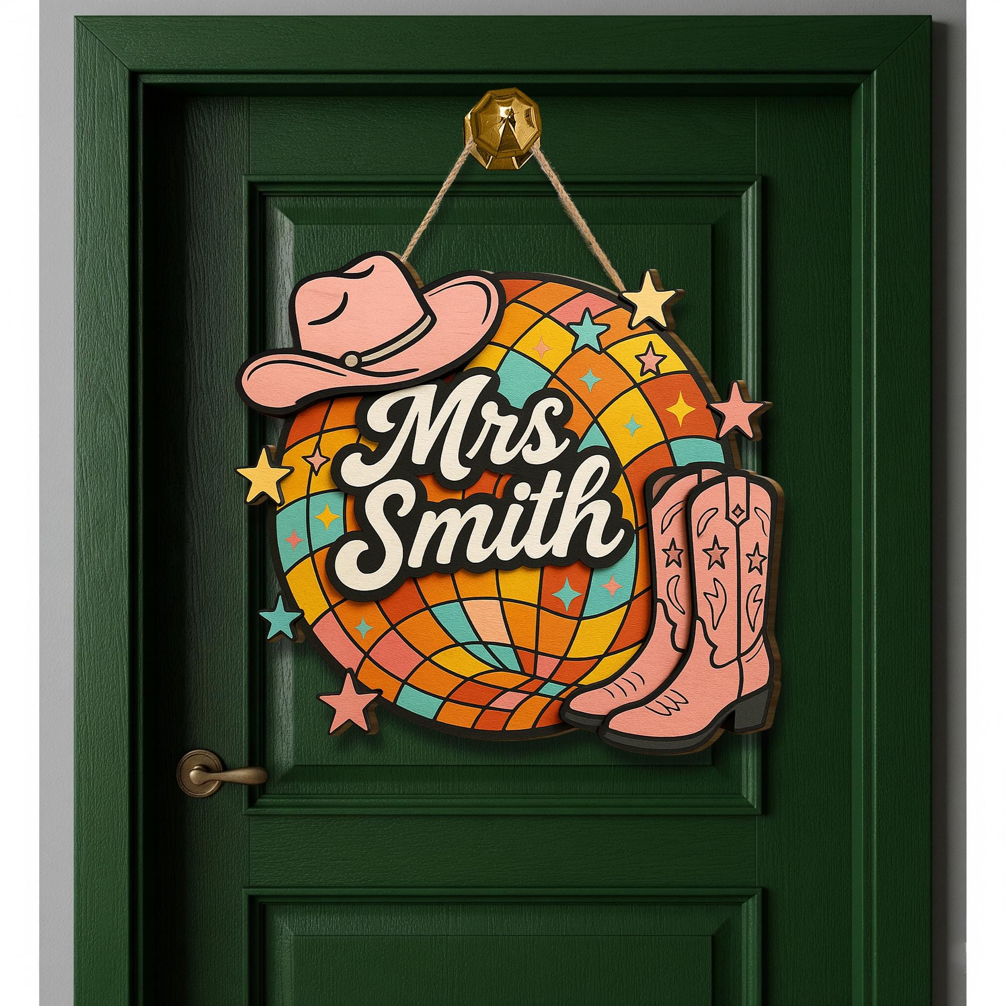 Custom Teacher Door Sign, Western 3D Wood Sign for Teacher, Back to School Decor, Cowgirl Boots and Hat Name Sign, Western Classroom Decor