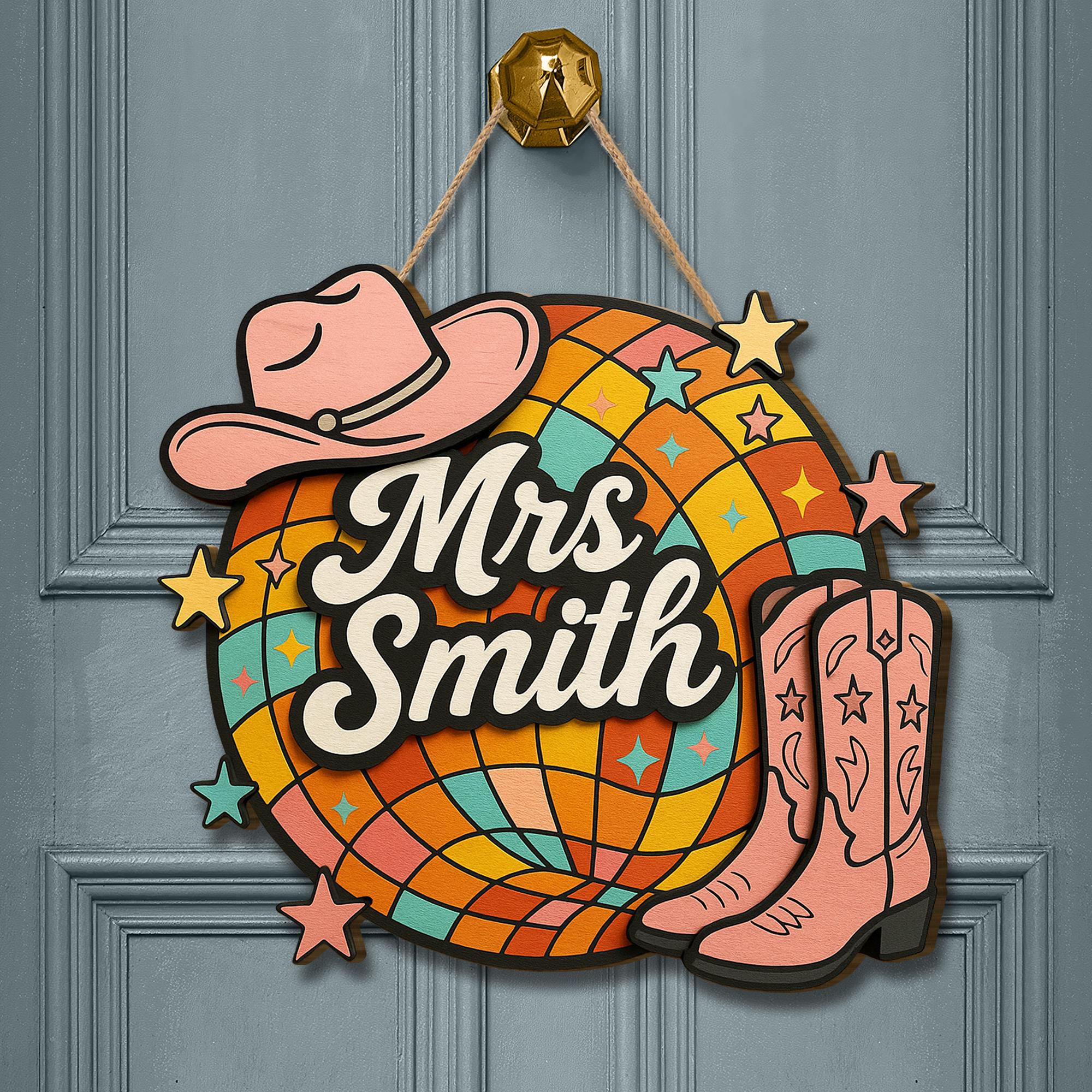 Custom Teacher Door Sign, Western 3D Wood Sign for Teacher, Back to School Decor, Cowgirl Boots and Hat Name Sign, Western Classroom Decor