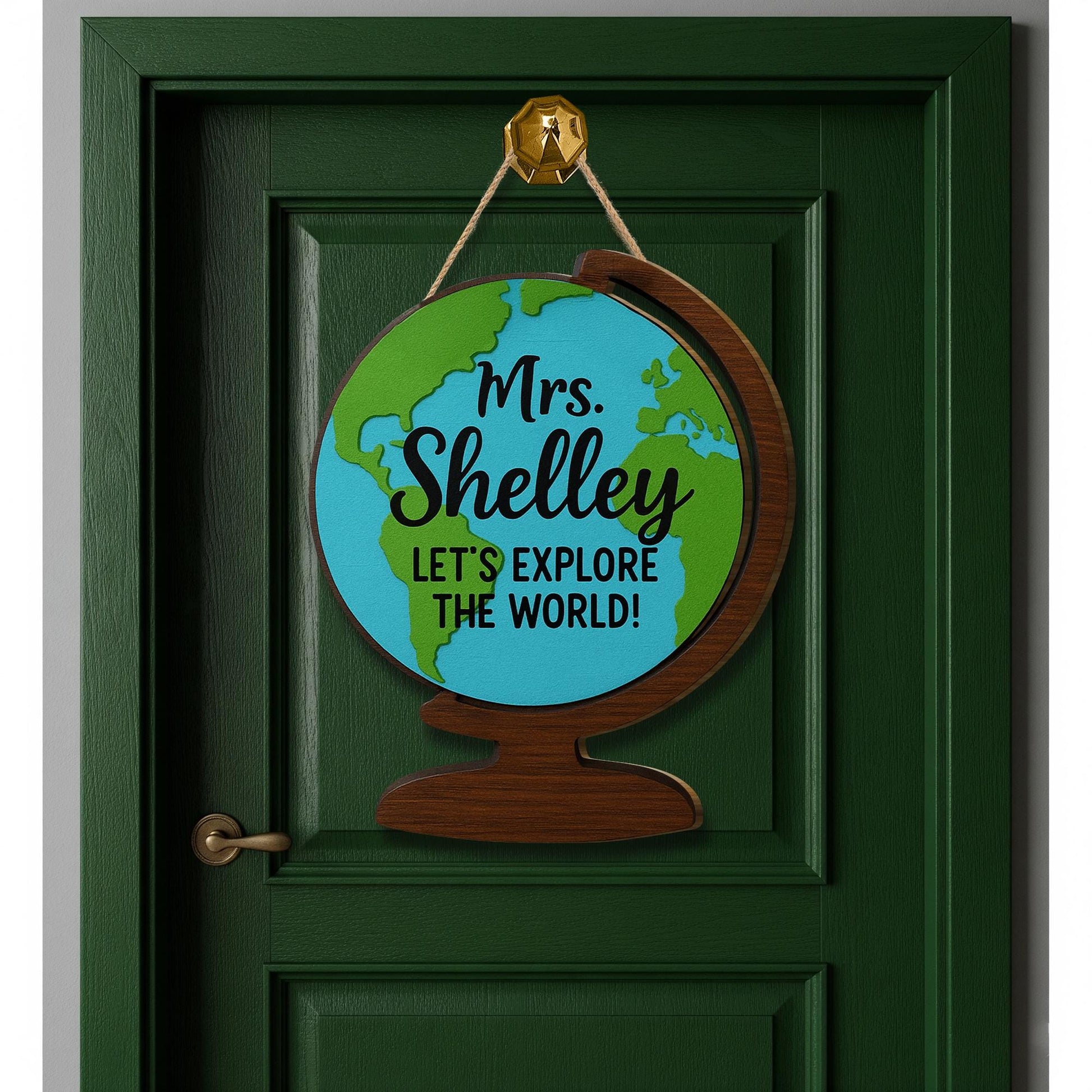 Custom Teacher Globe Sign, 3D Wooden Classroom Decor for Teacher, Explore the World, Back to School Door Sign, Classroom Decor Gift