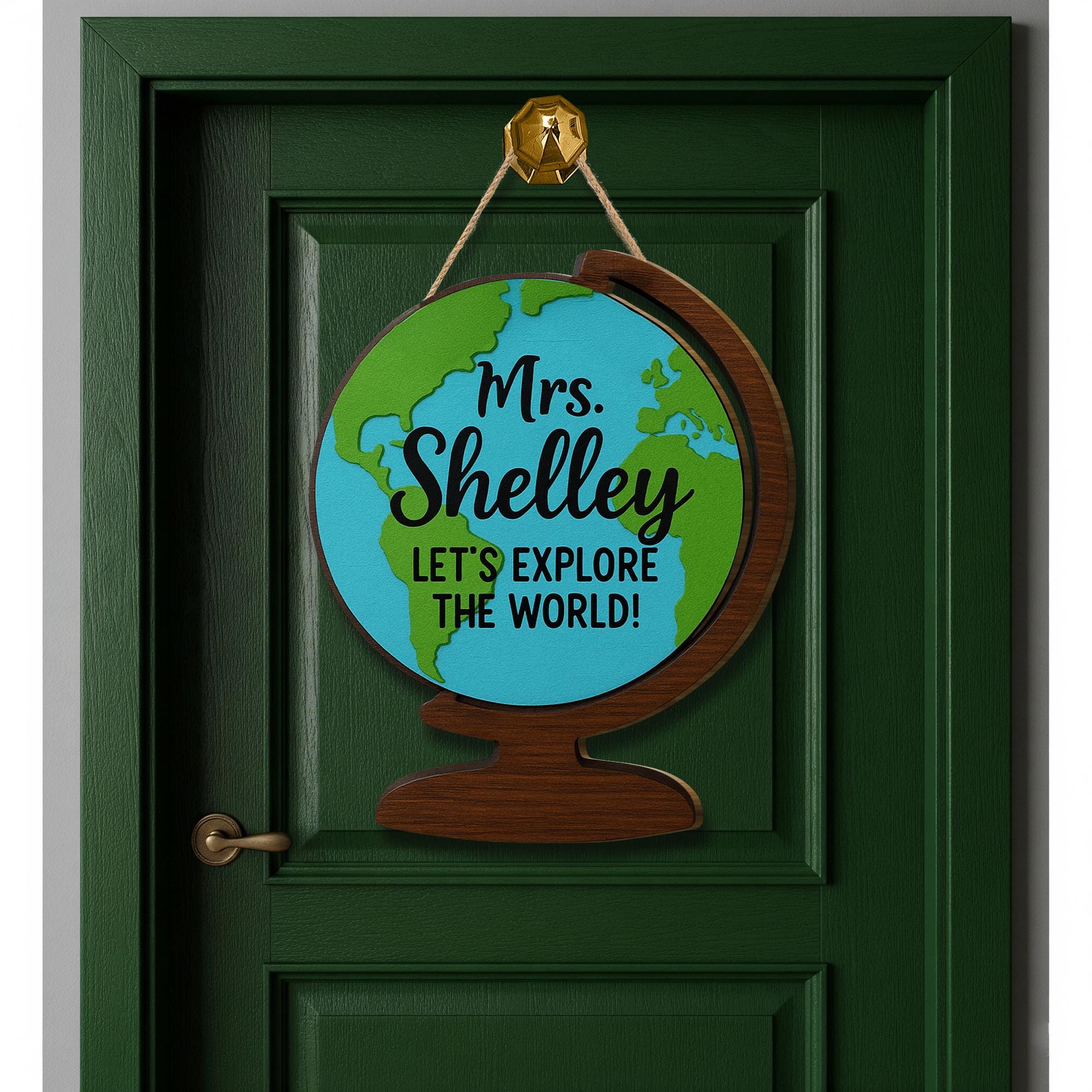 Custom Teacher Globe Sign, 3D Wooden Classroom Decor for Teacher, Explore the World, Back to School Door Sign, Classroom Decor Gift