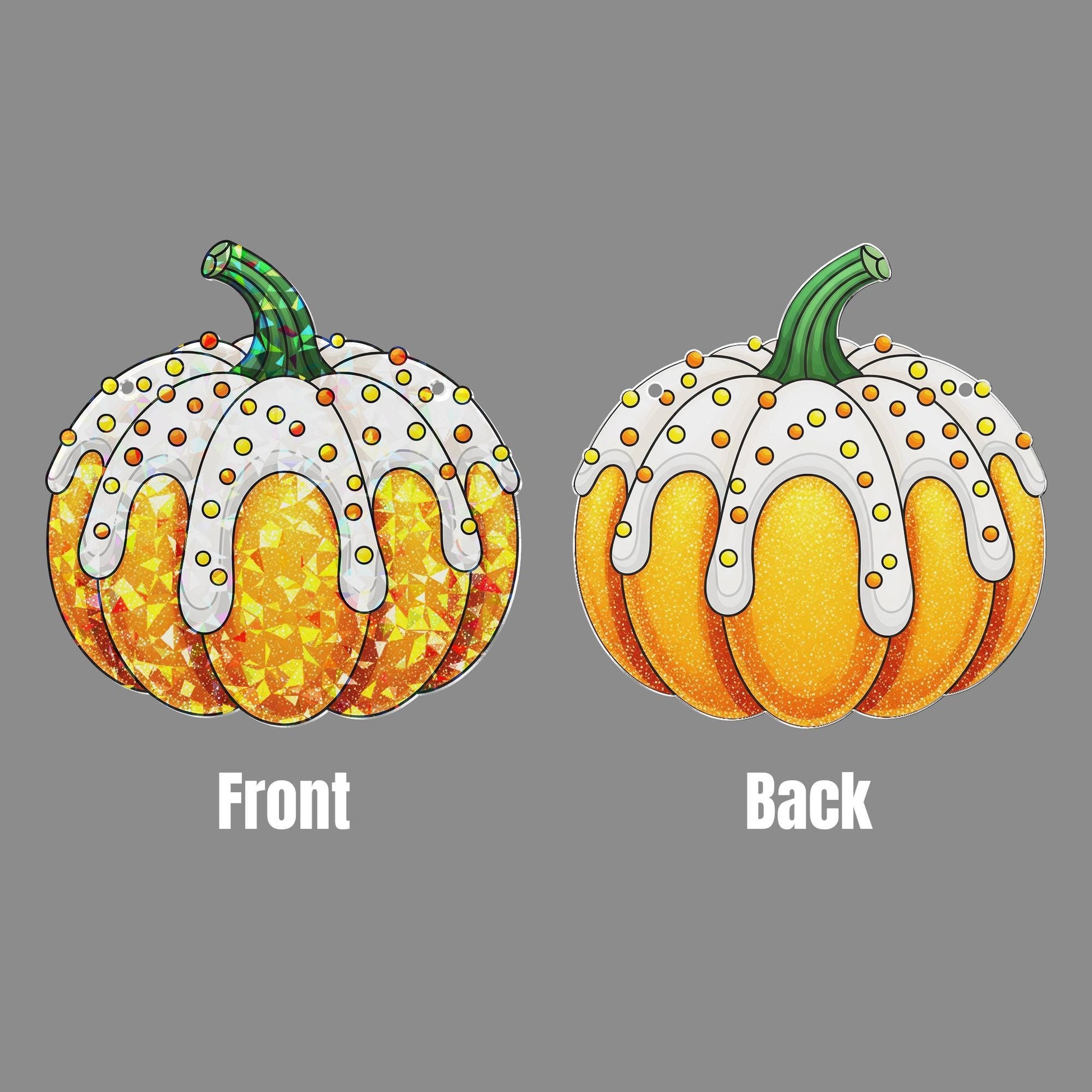 Pumpkin Cupcake Faux Glass Window Hanging – Holographic Fall Decor, Sweet Autumn Kitchen Sun Catcher, Pumpkin Lover Halloween Gift