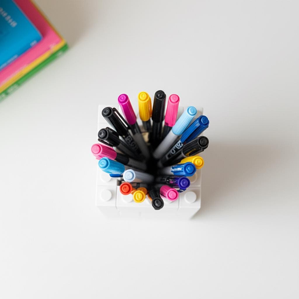 Personalised First Day of School Brick Desk Pencil Pot, Custom Children's picture Bedroom Gift Pencil Pot, Gift for Teachers or Parents