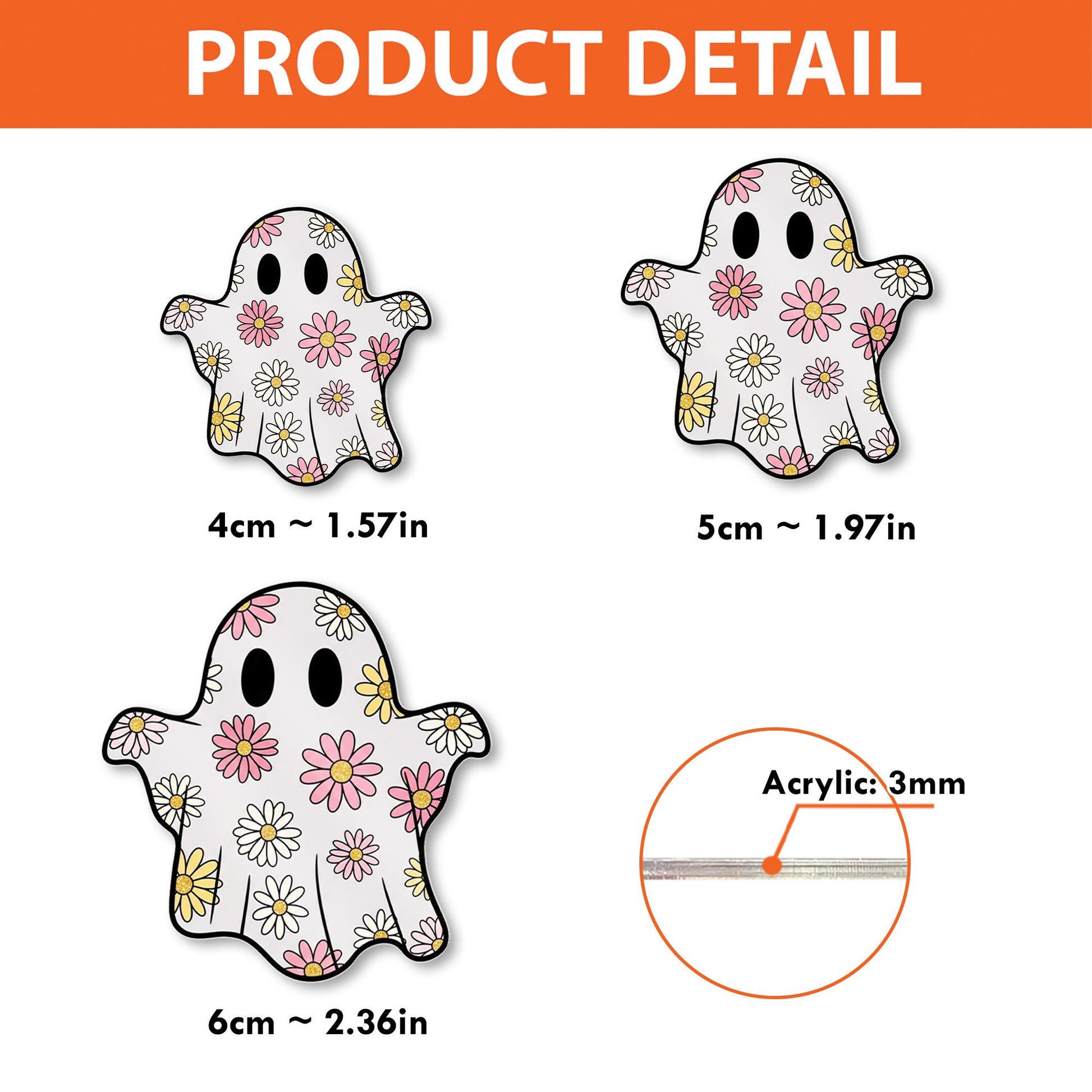 Floral Ghost Badge Reel, Cute Halloween ID Holder, Retractable Spooky Name Tag, Fun Fall Accessory for Nurses, Teachers, Staff