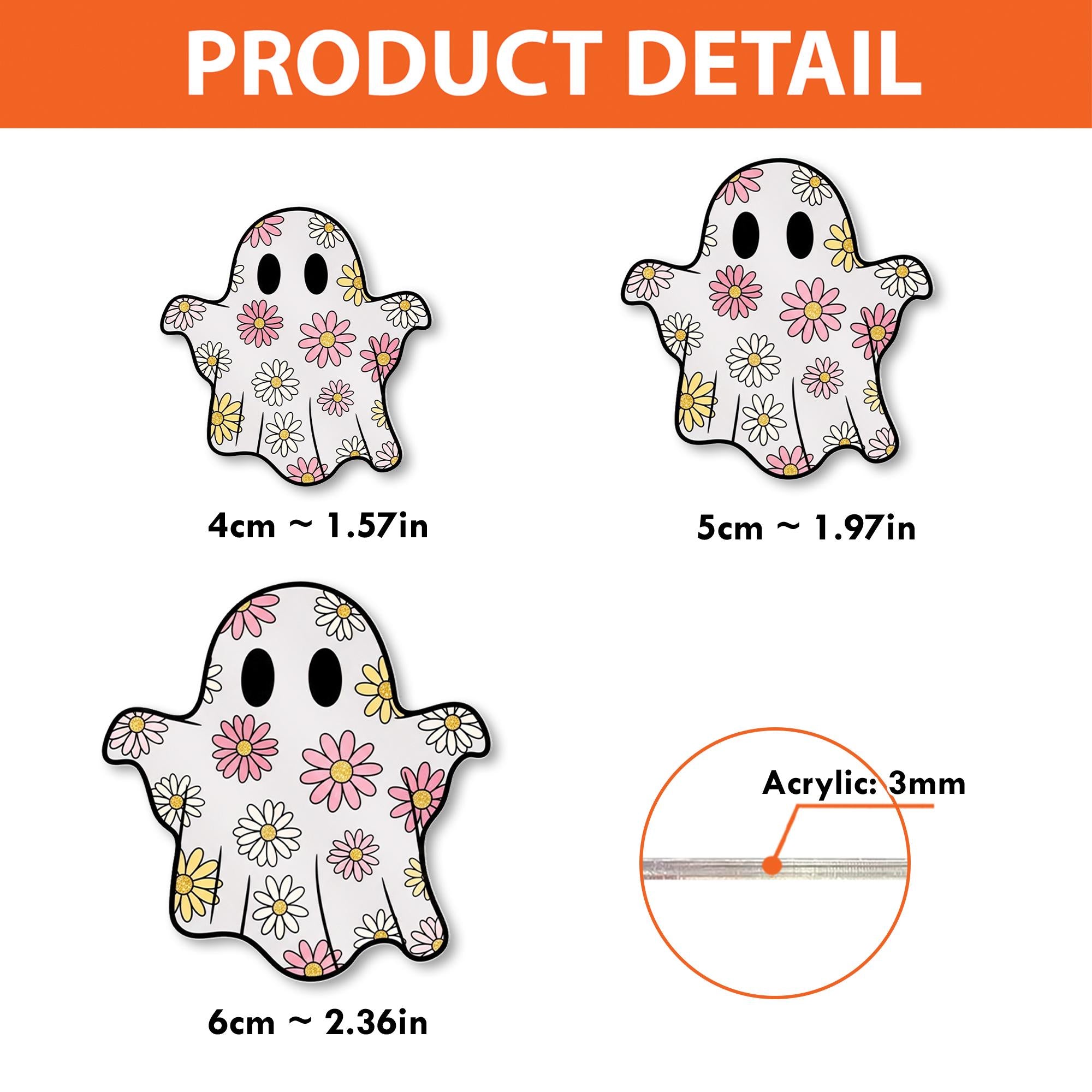 Floral Ghost Badge Reel, Cute Halloween ID Holder, Retractable Spooky Name Tag, Fun Fall Accessory for Nurses, Teachers, Staff