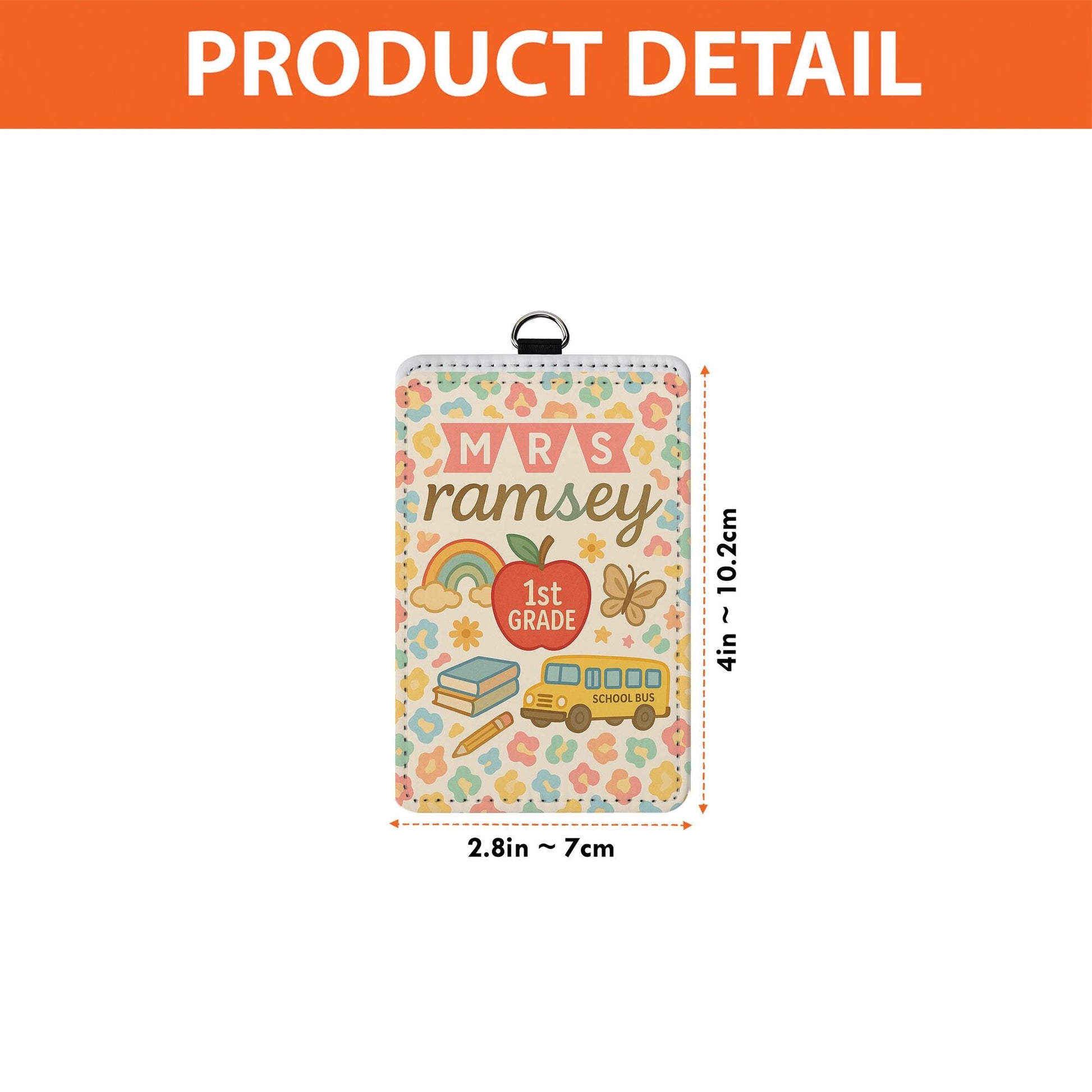 Personalized Teacher Leather Badge Holder, 1st Grade ID Card, Cute Back to School Lanyard, Custom Classroom Name Tag