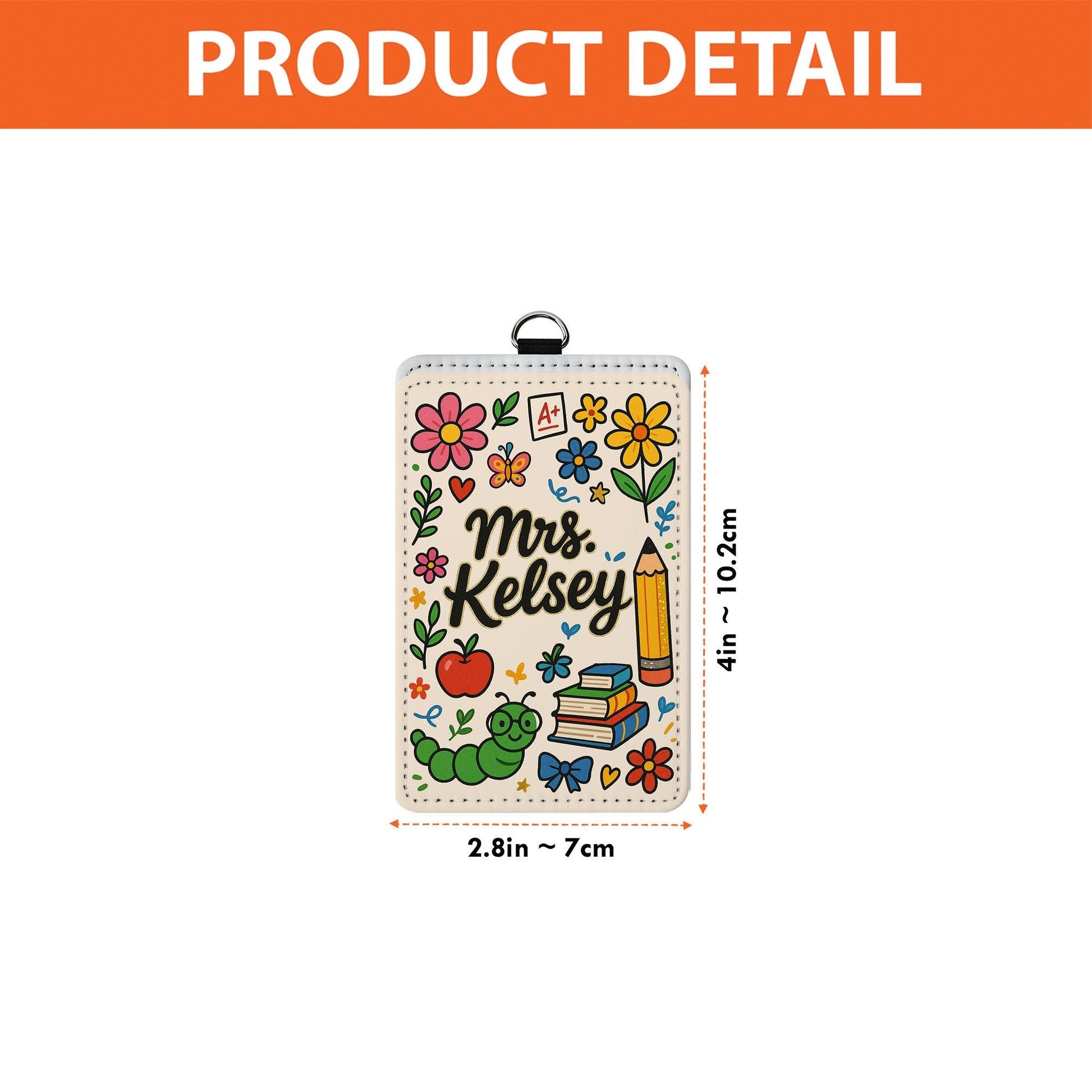 Custom Teacher Leather Badge Holder, Personalized Floral ID Card, Cute Classroom Lanyard, Back to School Name Tag for Educators