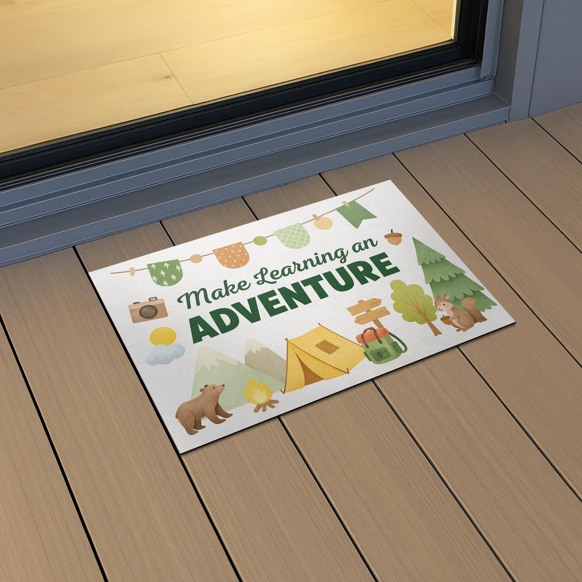 Make Learning an Adventure Doormat, Camping Theme Classroom Rug, Nature Explorer Teacher Mat, Back to School Door Decor, School Decor