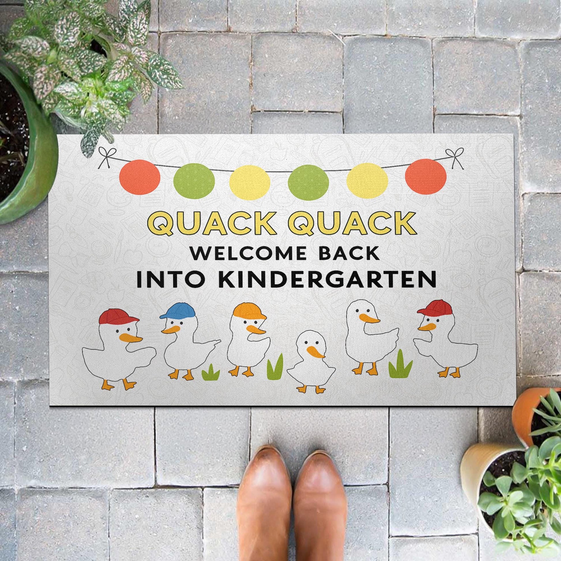 Quack Quack Welcome Back Doormat, Cute Duck Kindergarten Classroom Rug, Back to School Entry Mat, Teacher Door Decor, School Doormat
