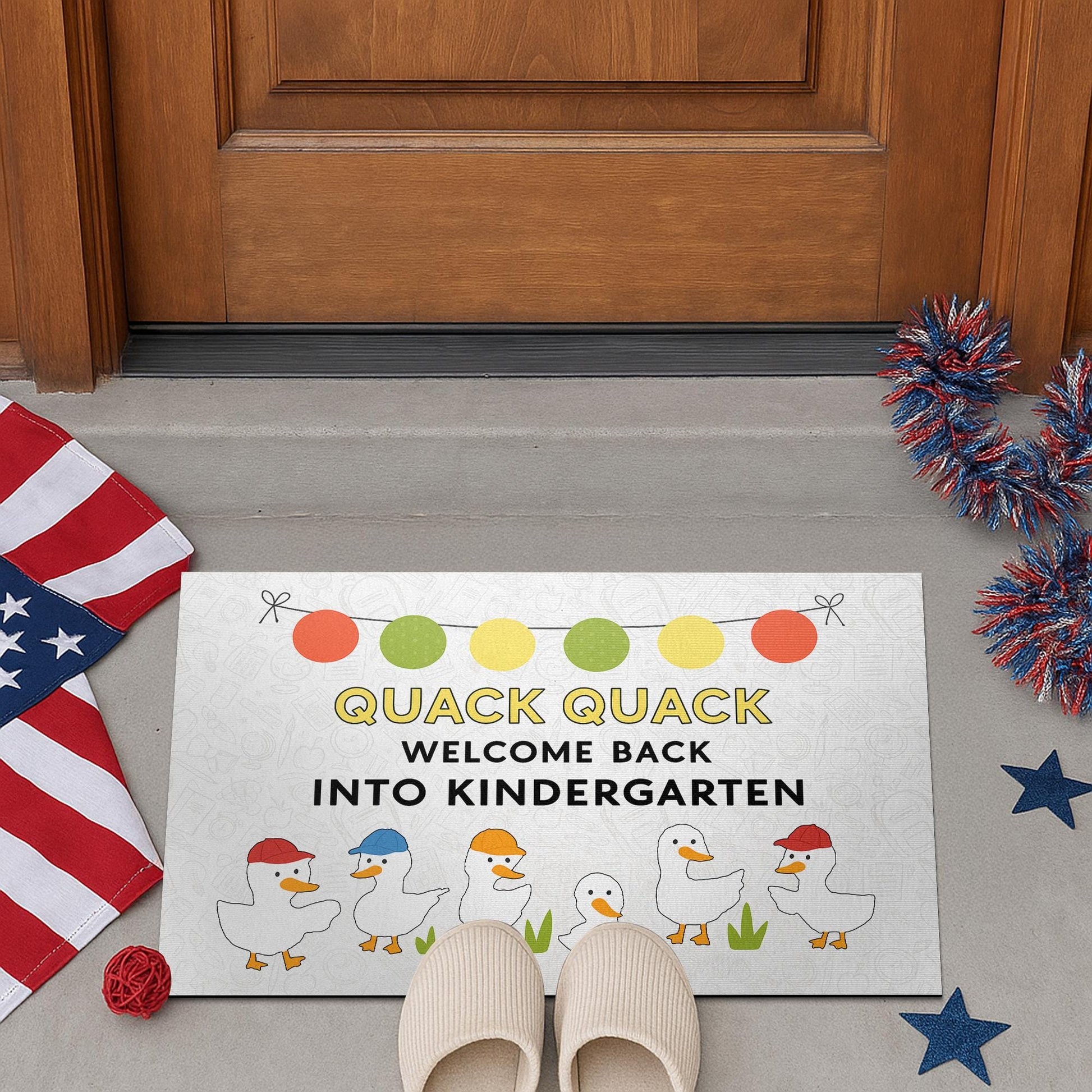 Quack Quack Welcome Back Doormat, Cute Duck Kindergarten Classroom Rug, Back to School Entry Mat, Teacher Door Decor, School Doormat