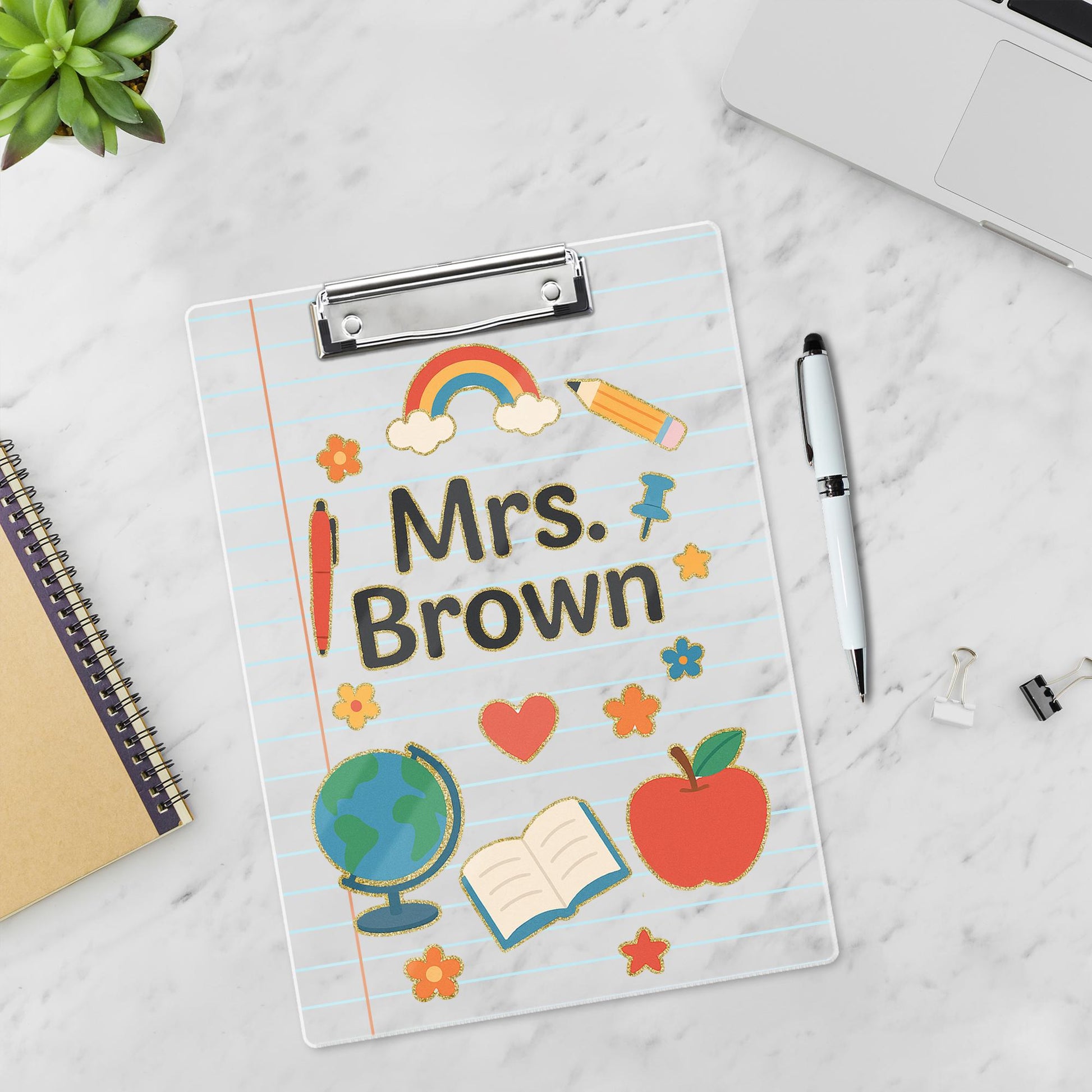 Personalized Teacher Clipboard, Back to School Clipboard with Name, Cute Classroom Supplies Design, Custom Educator Gift