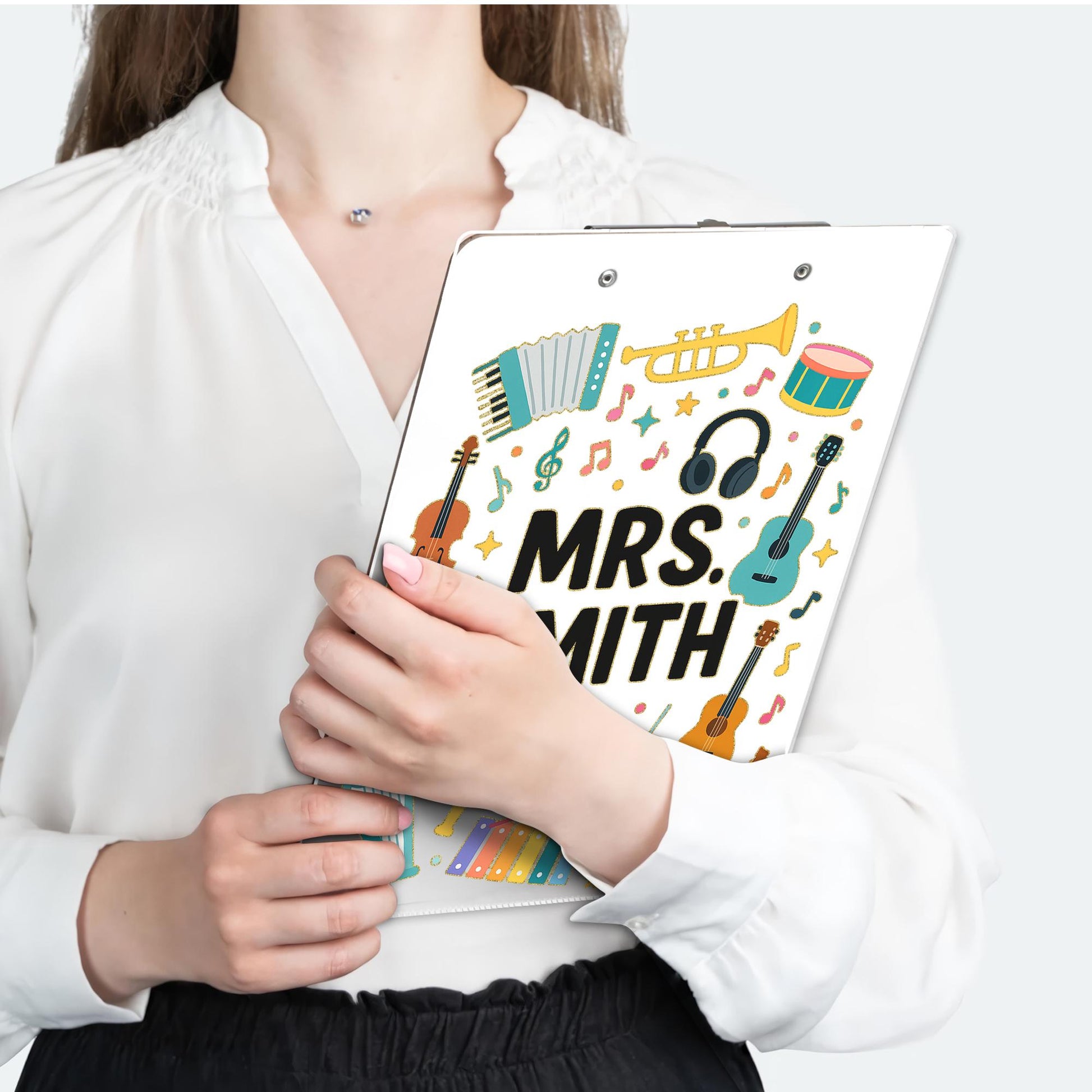 Custom Music Teacher Clipboard, Personalized Back to School Gift, Instrument Design Clipboard, Classroom Supply for Educators
