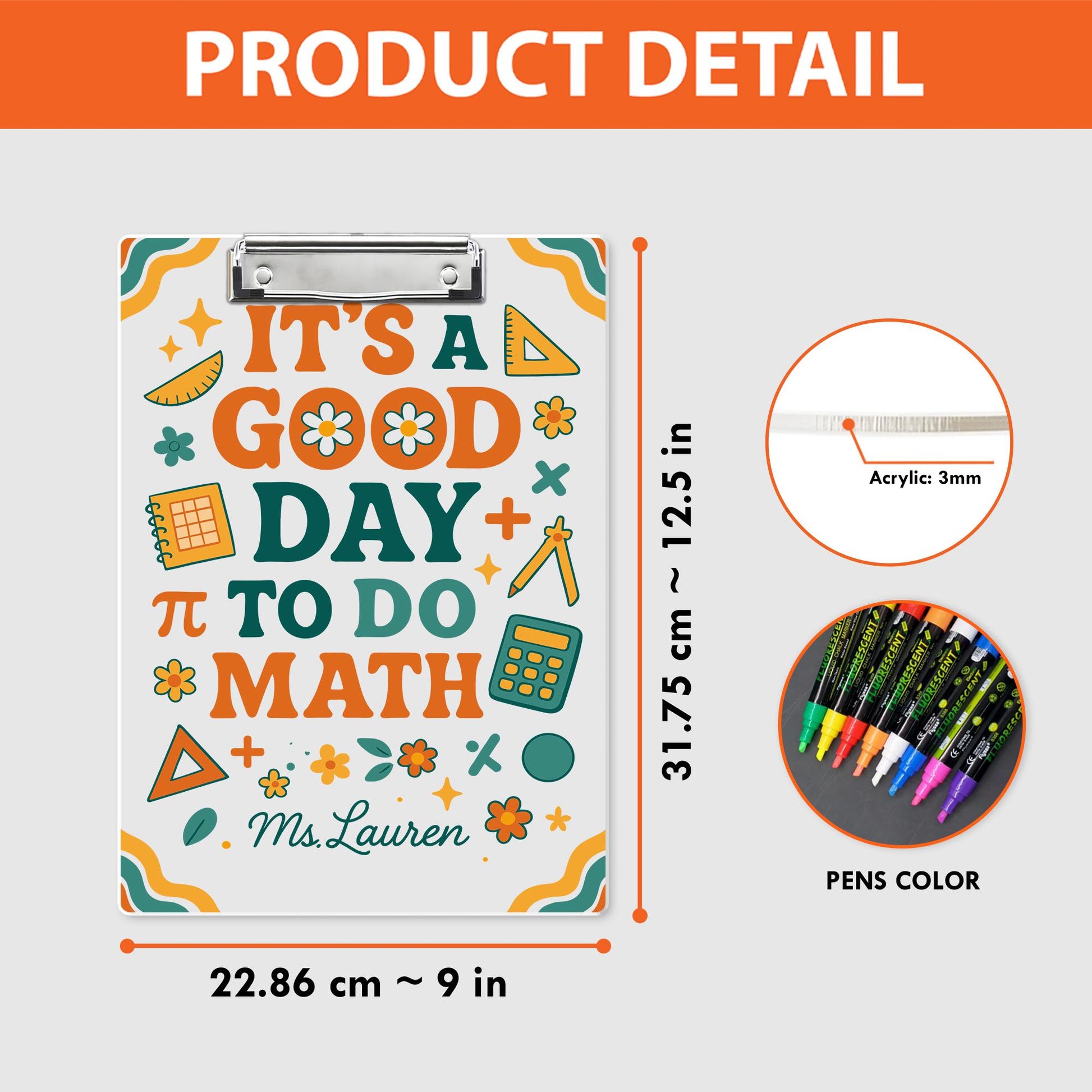 Personalized Math Teacher Clipboard, It's a Good Day to Do Math, Custom Back to School Gift, Fun Classroom Clipboard for Educators
