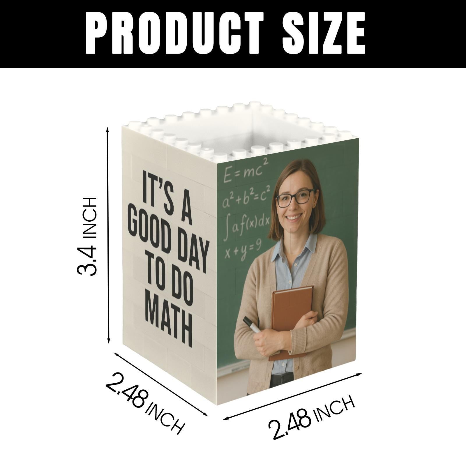 Personalized Math Teacher Pencil Holder - Custom Brick Pot - Back to School Gift - Teacher Appreciation Desk Organizer, Classroom Decor