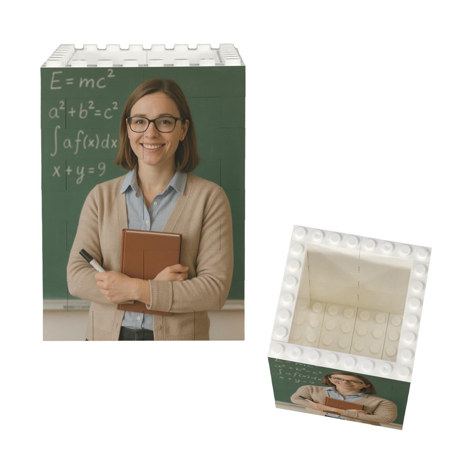 Personalized Math Teacher Pencil Holder - Custom Brick Pot - Back to School Gift - Teacher Appreciation Desk Organizer, Classroom Decor