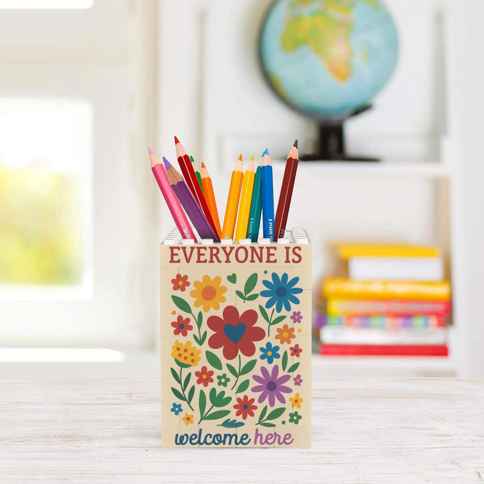 Personalized Math Teacher Pencil Holder - Custom Brick Pot - Back to School Gift - Teacher Appreciation Desk Organizer, Classroom Decor