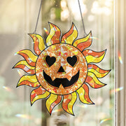 Jack O Lantern Sun Suncatcher, Halloween Sun Window Decor, Cute Fall Pumpkin Ornament, Spooky Sunshine Hanging Decoration, Home Decor