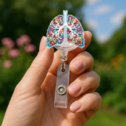 Floral Lungs Badge Reel, Respiratory Nurse ID Clip, Pulmonologist Gift, Cute Medical Badge Holder, Colorful Anatomy Accessory, Nurse Gift