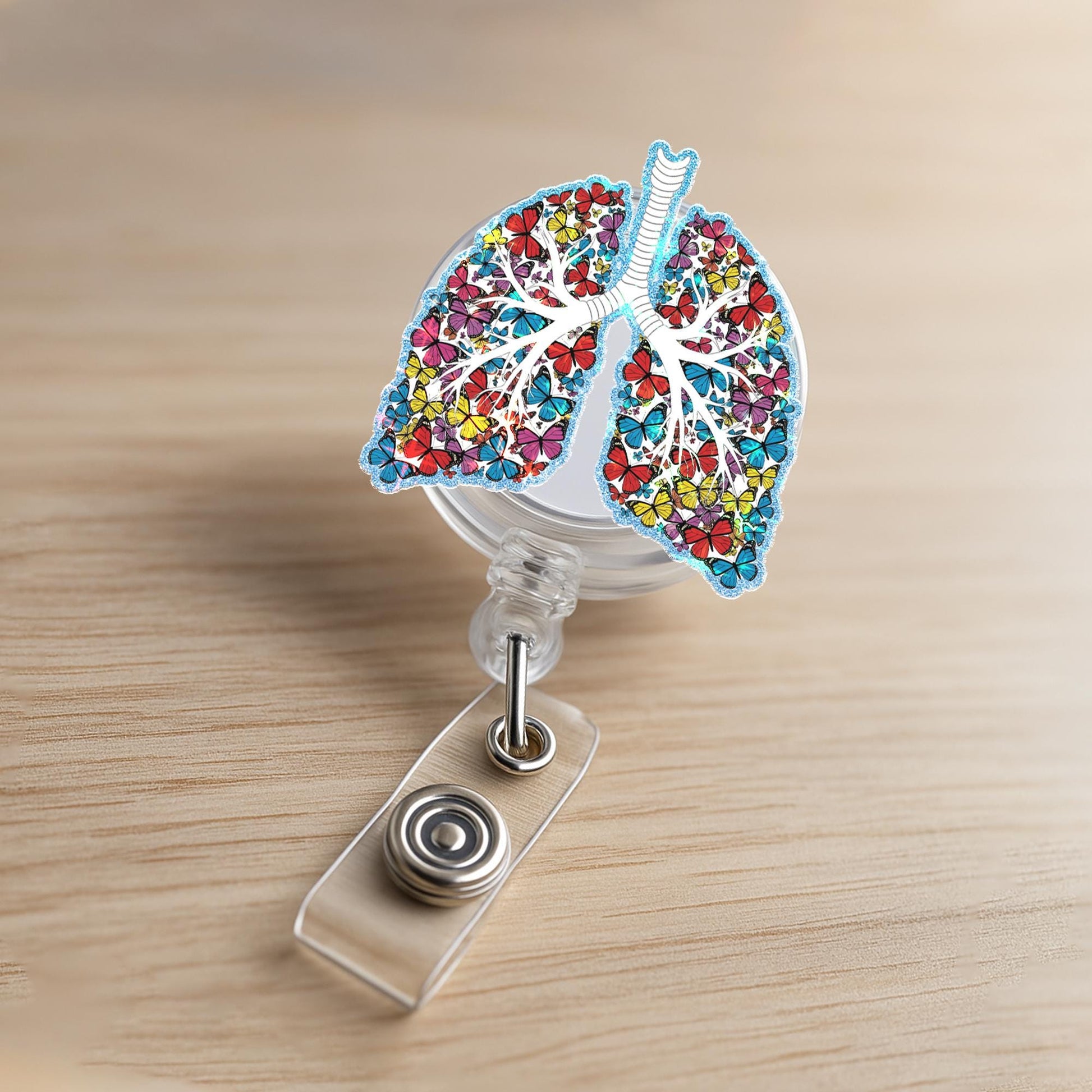 Floral Lungs Badge Reel, Respiratory Nurse ID Clip, Pulmonologist Gift, Cute Medical Badge Holder, Colorful Anatomy Accessory, Nurse Gift