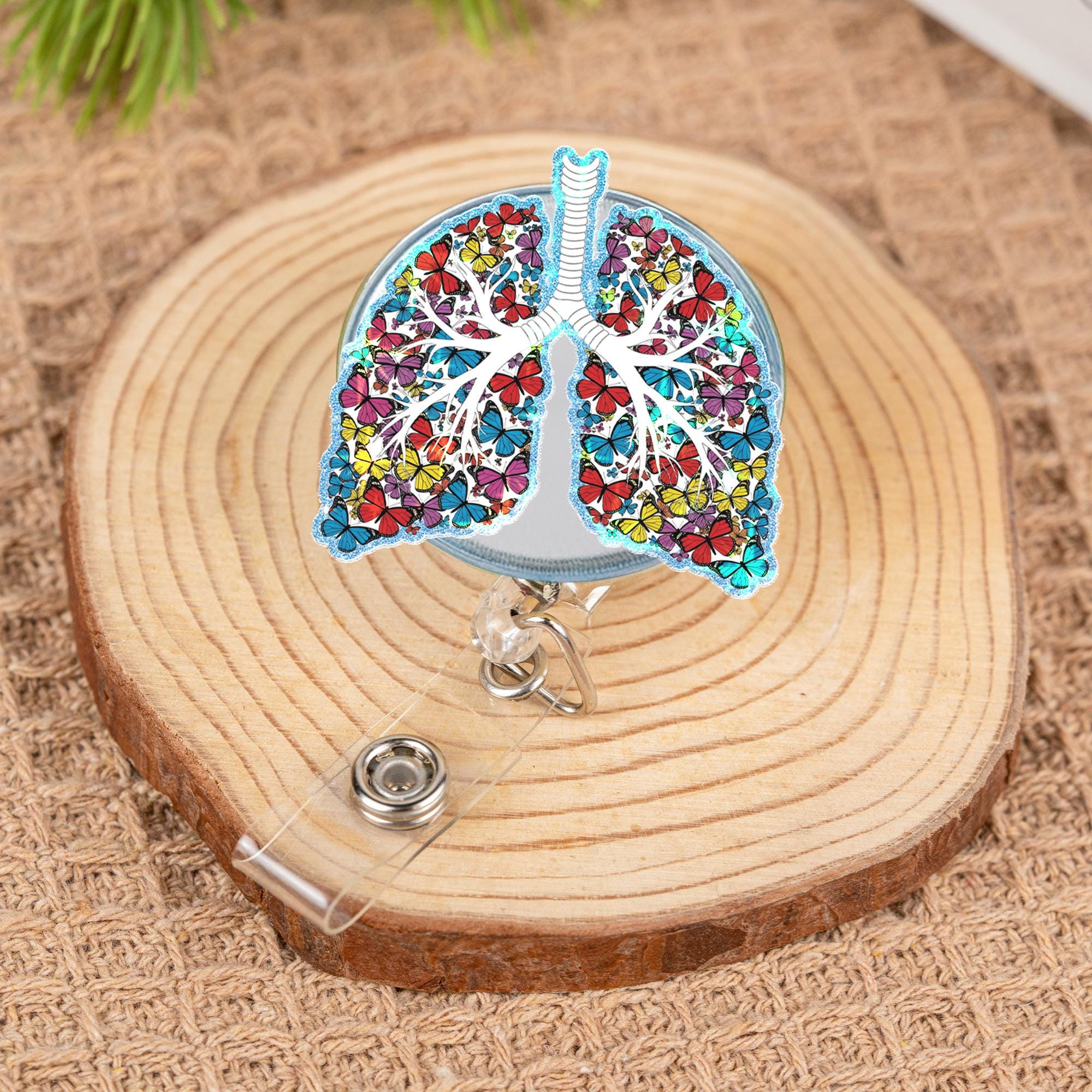 Floral Lungs Badge Reel, Respiratory Nurse ID Clip, Pulmonologist Gift, Cute Medical Badge Holder, Colorful Anatomy Accessory, Nurse Gift