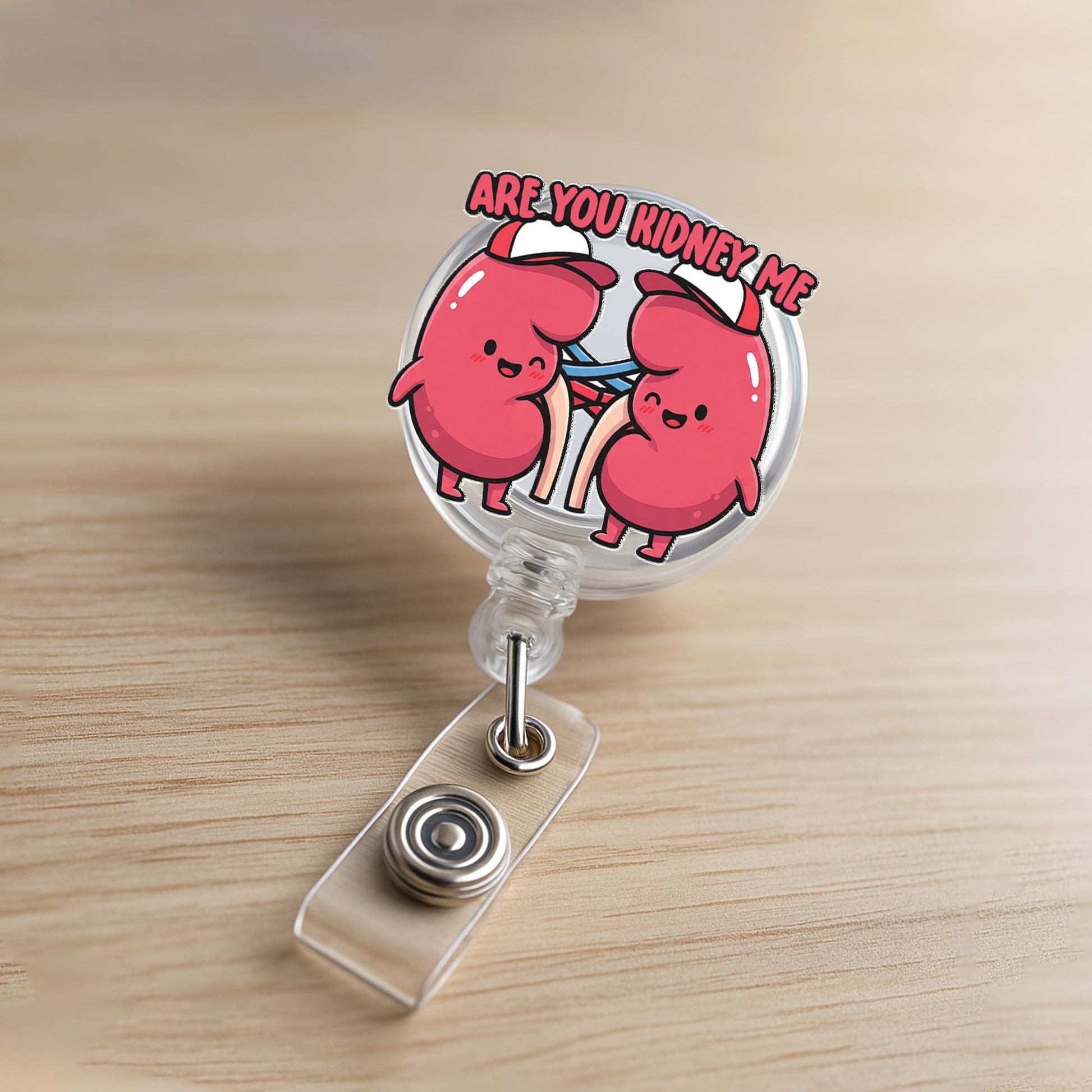 Funny Kidney Badge Reel, Are You Kidney Me ID Clip, Cute Medical Accessory, Nephrology Nurse Gift, Urology Badge Holder, Nurse Badge Reel