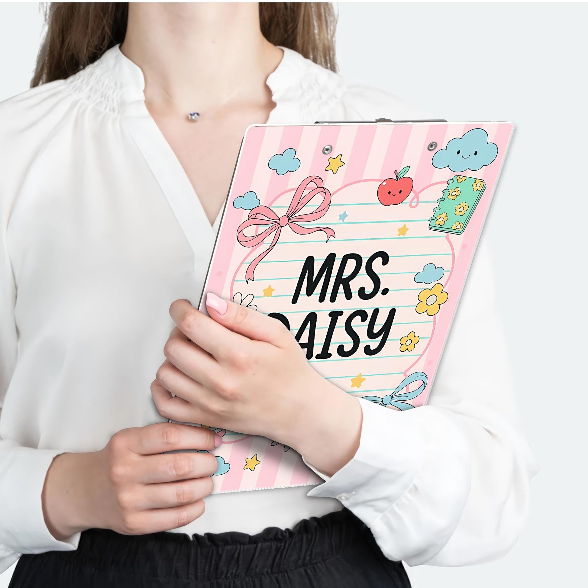 Personalized Teacher Clipboard, Cute Custom Name Clipboard, Kawaii Teacher Gift, Back to School Stationery, Classroom Decor