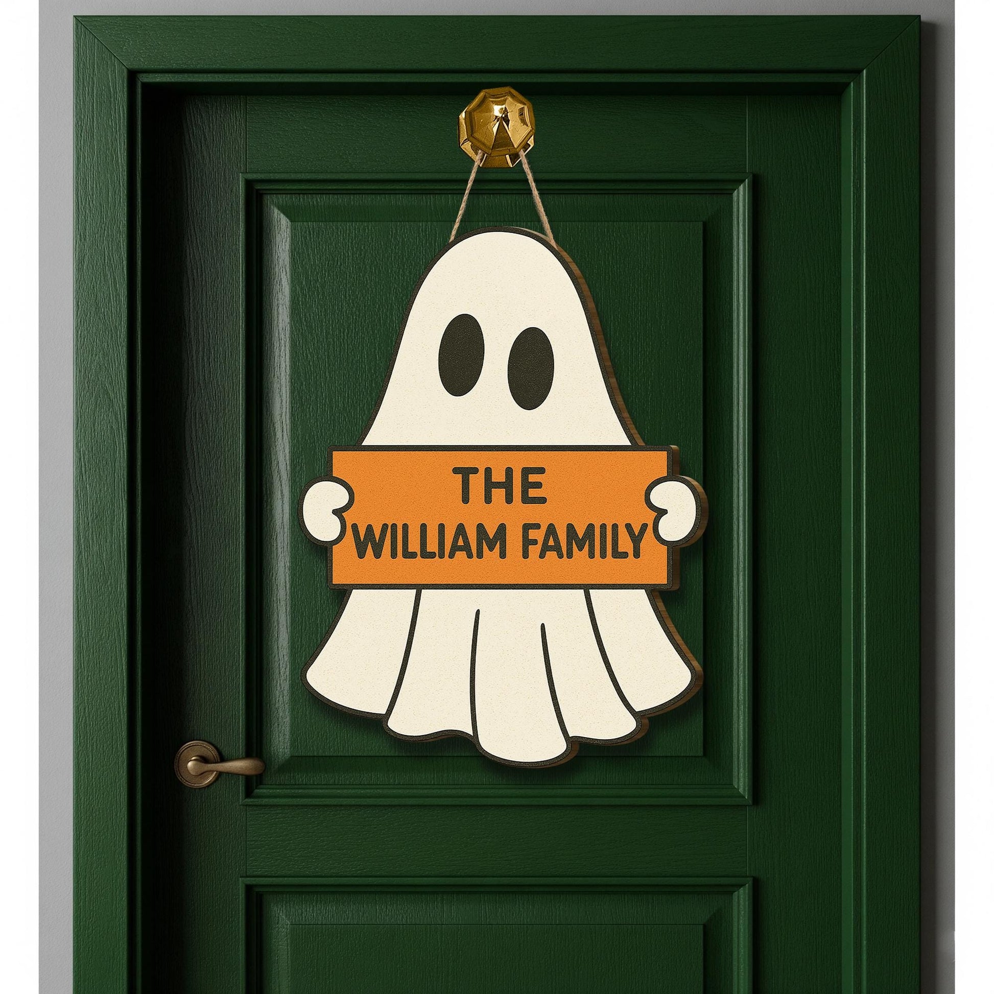 Personalized Ghost Door Hanger, Custom Family Name Sign, Halloween Welcome Decor, Spooky Front Door Sign, Cute Ghost Decoration
