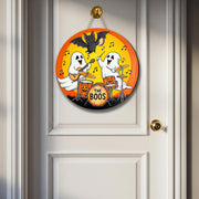 Funny Halloween Ghost Band Door Sign - The Boos Music Wall Decor - Cute Ghost Halloween Party Hanger