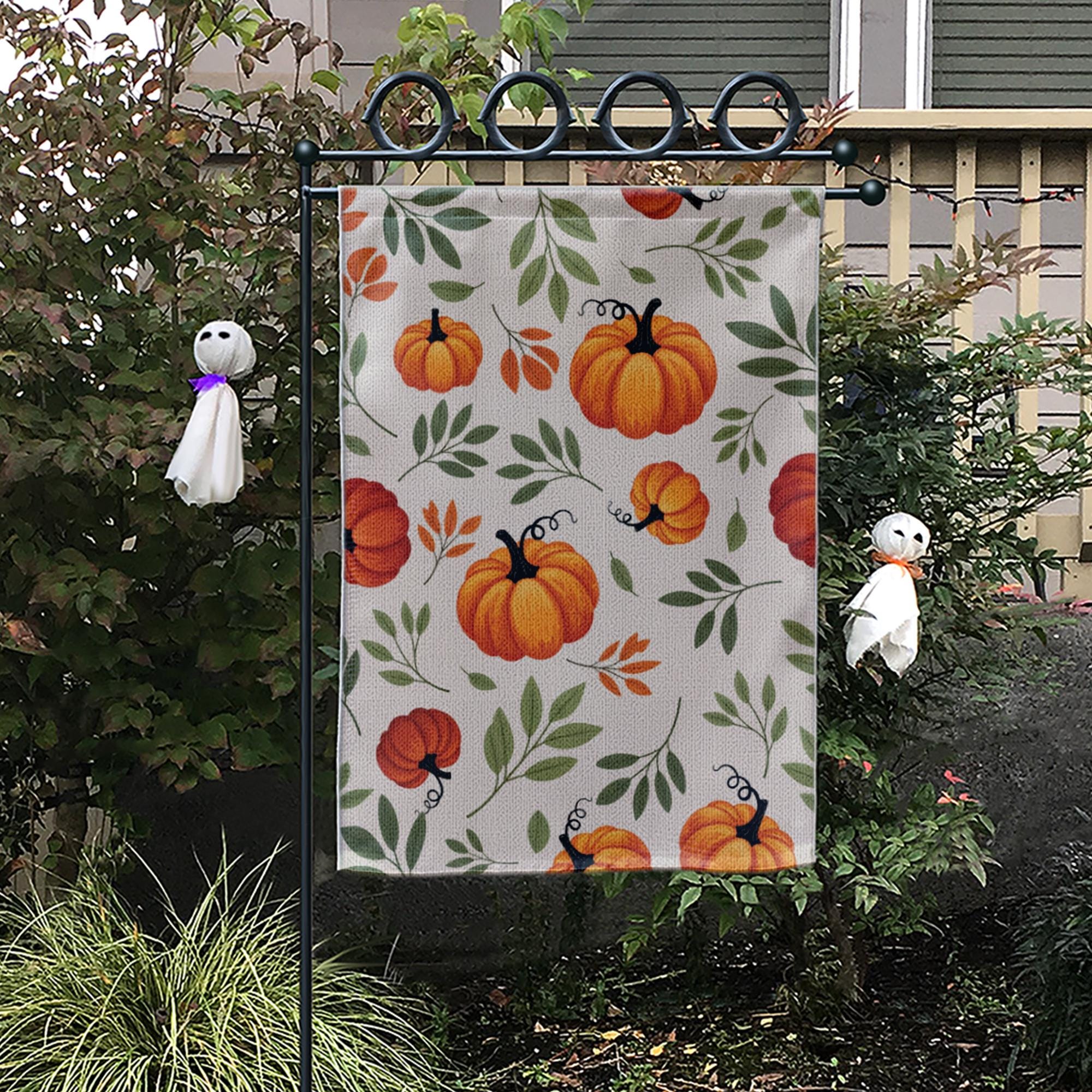 Fall Pumpkin Garden Flag – Autumn Leaves Yard Decor – Halloween Outdoor Decoration – Rustic Harvest Seasonal Welcome Sign for Porch or Lawn