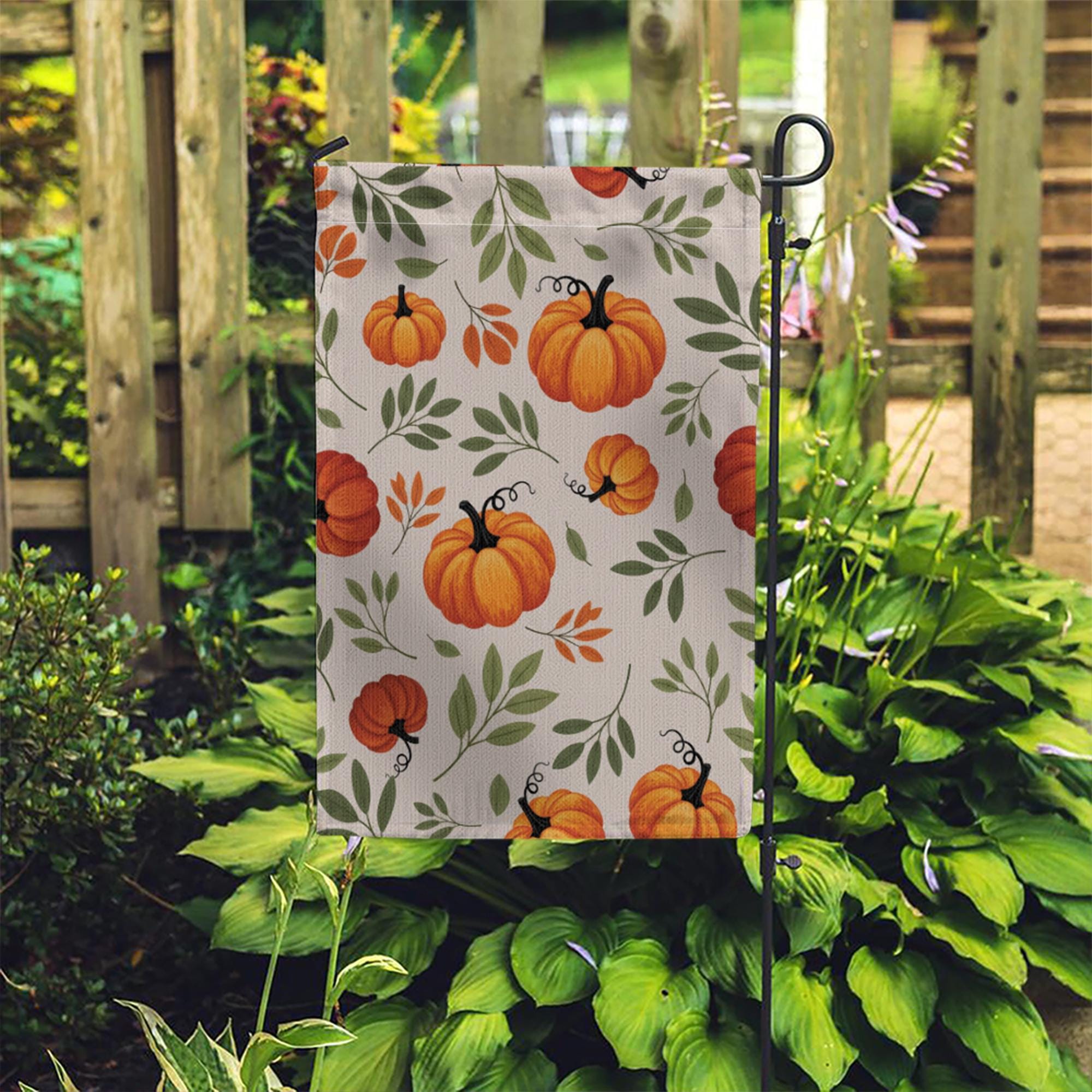 Fall Pumpkin Garden Flag – Autumn Leaves Yard Decor – Halloween Outdoor Decoration – Rustic Harvest Seasonal Welcome Sign for Porch or Lawn
