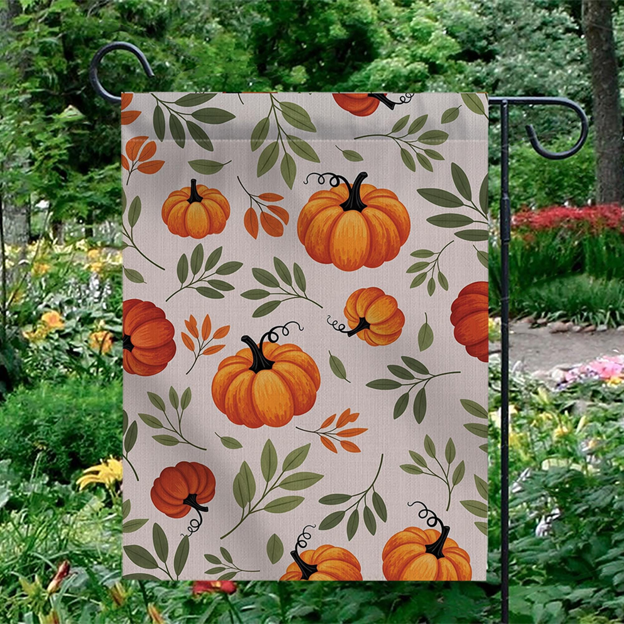 Fall Pumpkin Garden Flag – Autumn Leaves Yard Decor – Halloween Outdoor Decoration – Rustic Harvest Seasonal Welcome Sign for Porch or Lawn