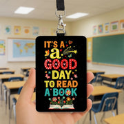 It's a Good Day to Read a Book Badge Reel – Colorful Teacher ID Holder – Librarian Gift – Reading Theme Lanyard Accessory, School Supplies