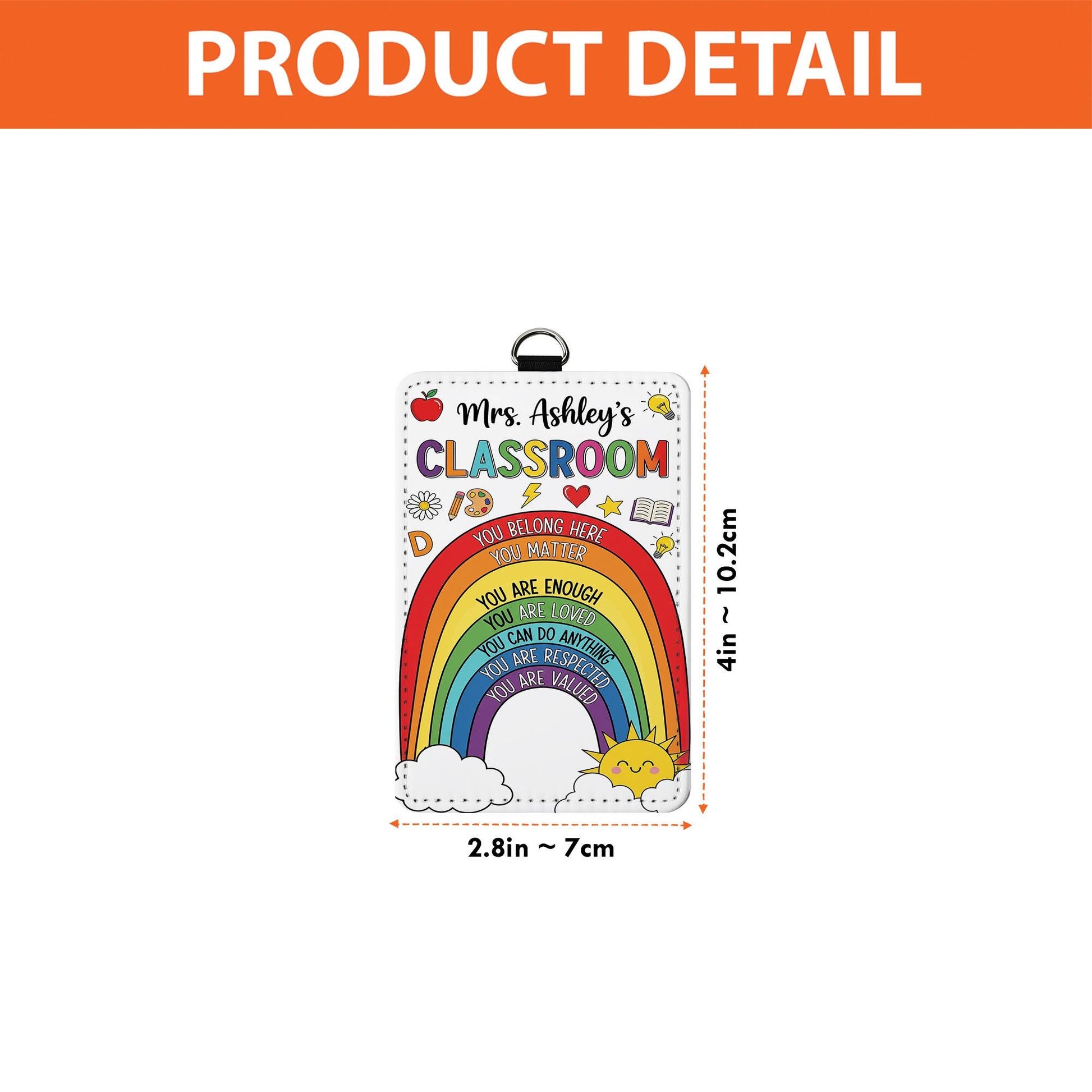 Personalized Rainbow Classroom Badge Reel – Teacher ID Holder with Positive Affirmations – Back to School Gift for Educators, Teachers