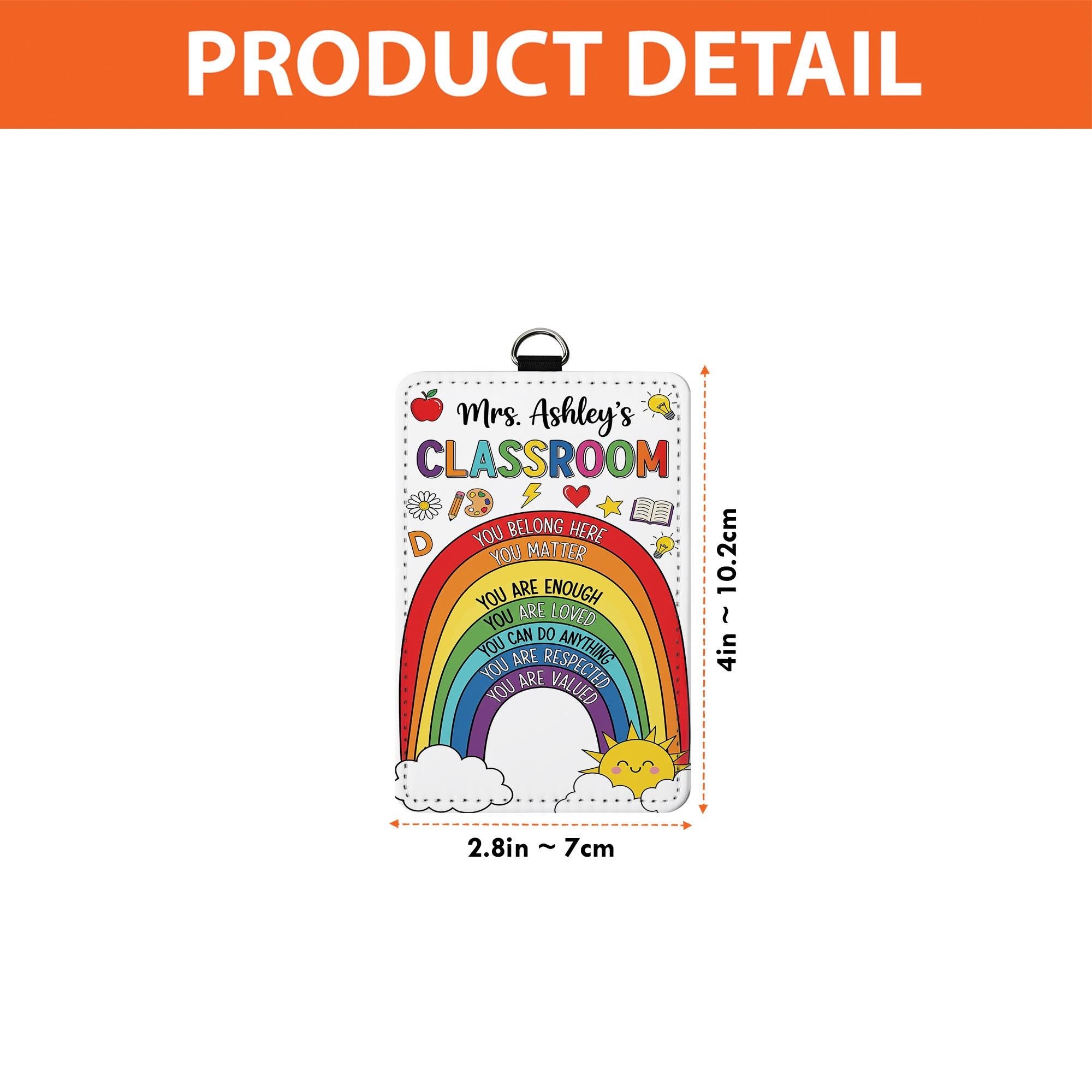 Personalized Rainbow Classroom Badge Reel – Teacher ID Holder with Positive Affirmations – Back to School Gift for Educators, Teachers