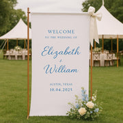 Custom Wedding Welcome Sign – Elegant Canvas Ceremony Banner with Names & Date – Personalized Outdoor Wedding Decor – Bridal Entrance Sign