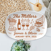 Custom Wedding Platter with Name & Date – Personalized Engagement Gift – Vintage Style Anniversary Keepsake – Newlywed Gift Plate DECOR ONLY