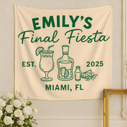 Final Fiesta Bachelorette Tapestry – Custom Name & Location Decor – Personalized Fiesta Banner – Bride's Last Bash Party Backdrop