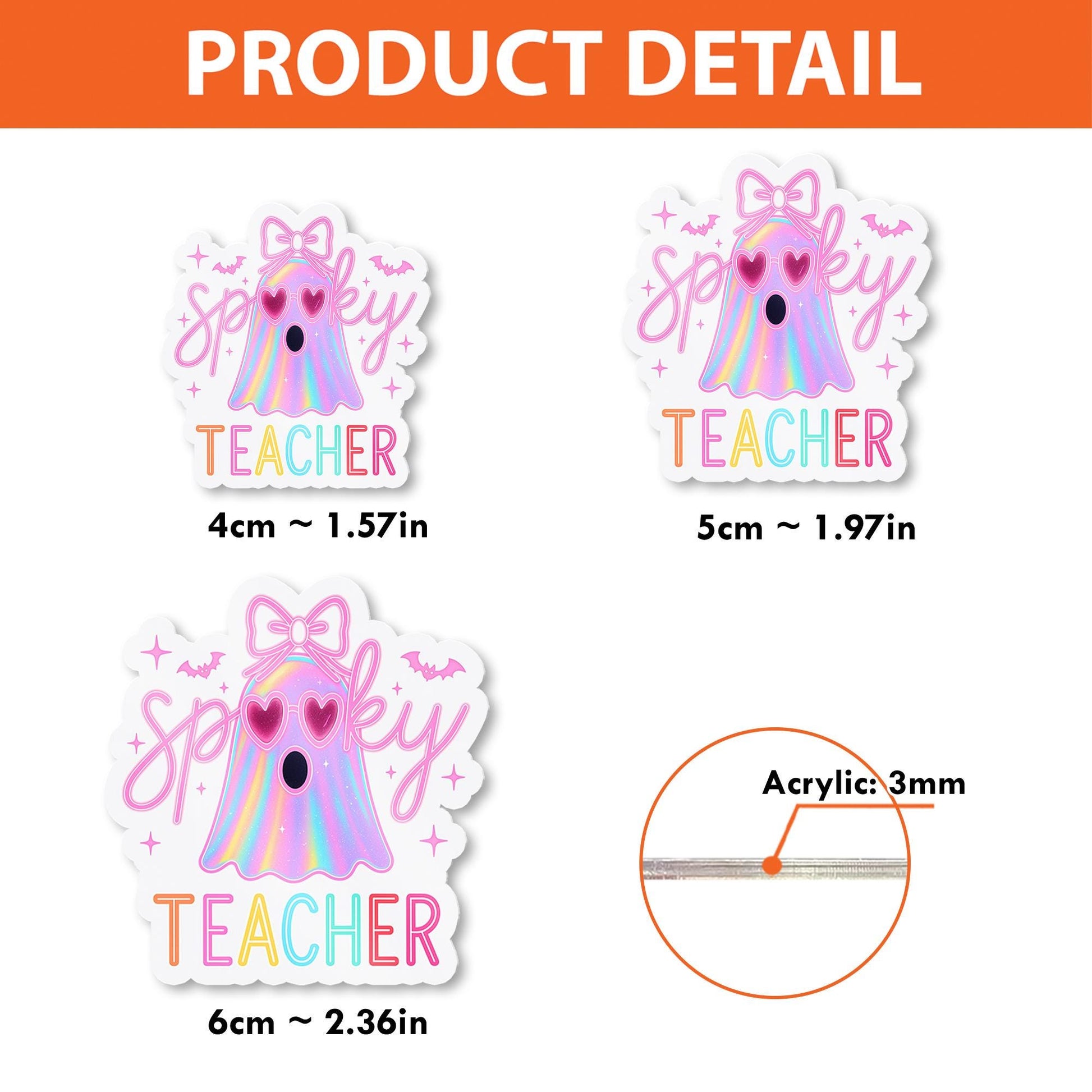 Spooky Teacher Badge Reel – Cute Ghost ID Holder – Halloween Rainbow Clip for Teachers – Retractable Badge Clip – Pastel Goth Teacher Gift