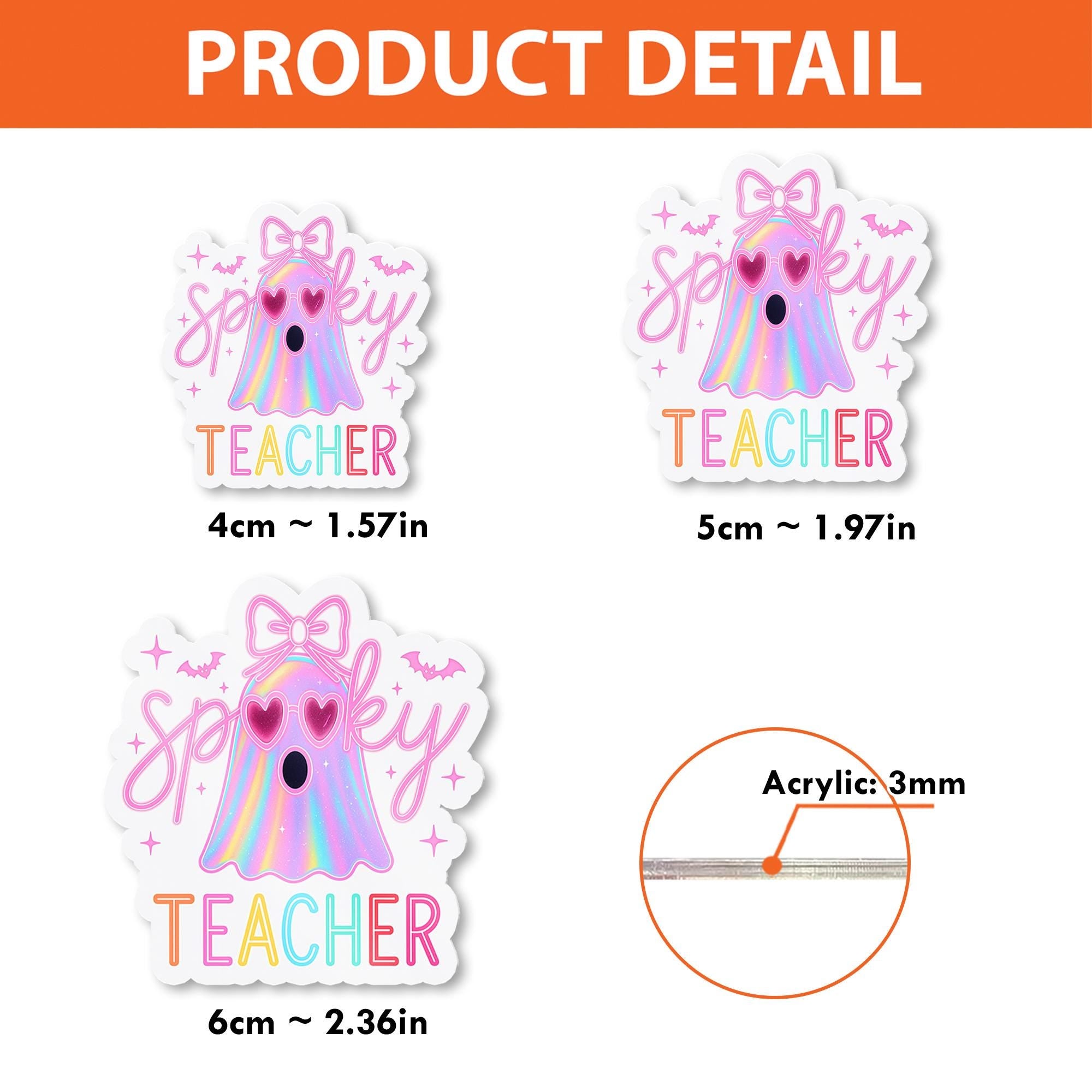 Spooky Teacher Badge Reel – Cute Ghost ID Holder – Halloween Rainbow Clip for Teachers – Retractable Badge Clip – Pastel Goth Teacher Gift
