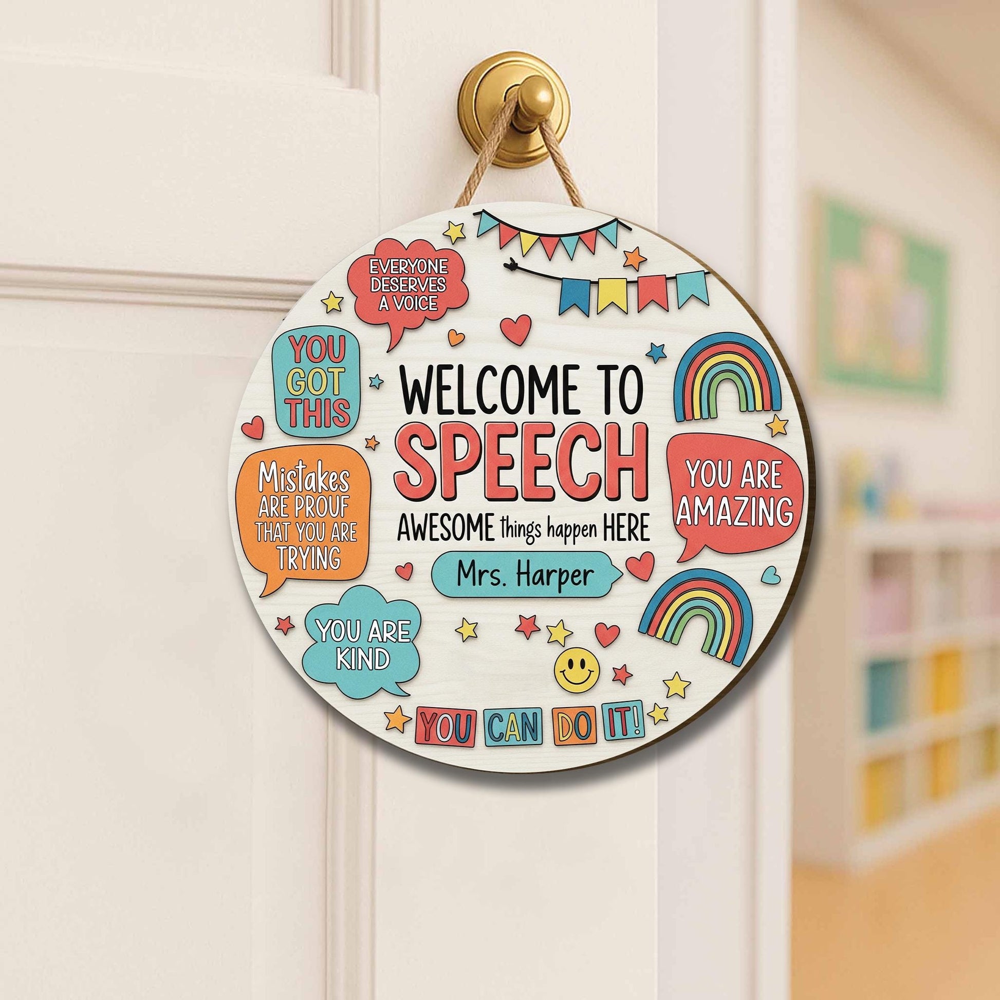 Personalized Teacher Door Sign, Welcome to Speech, Speech Language Pathologist, Teacher Name Sign, Classroom Decor, Teacher Gifts, SLP Gifts
