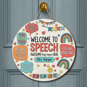 Personalized Teacher Door Sign, Welcome to Speech, Speech Language Pathologist, Teacher Name Sign, Classroom Decor, Teacher Gifts, SLP Gifts