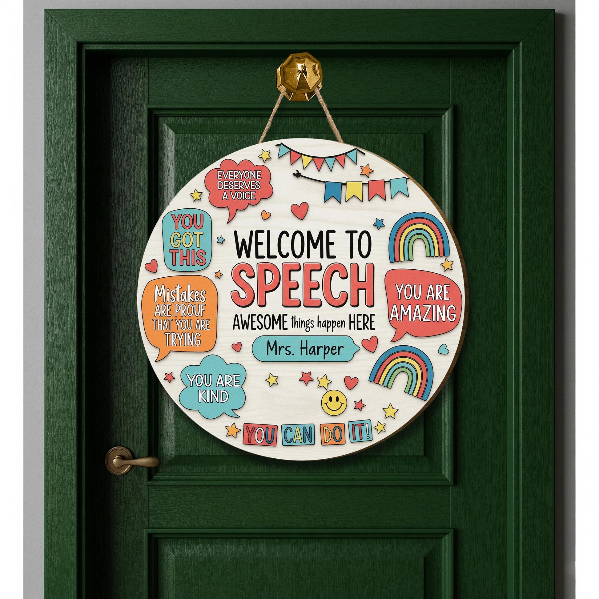 Personalized Teacher Door Sign, Welcome to Speech, Speech Language Pathologist, Teacher Name Sign, Classroom Decor, Teacher Gifts, SLP Gifts
