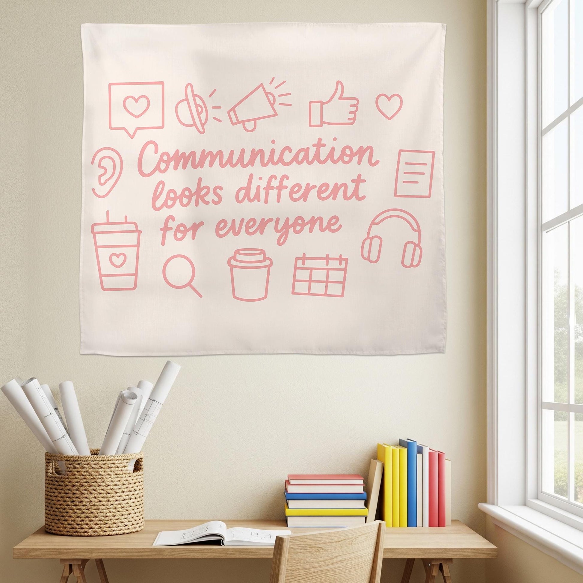 Communication Looks Different for Everyone Wall Flag – Inclusive Classroom Decor, Neurodiversity Awareness Banner, Speech Therapy Sign
