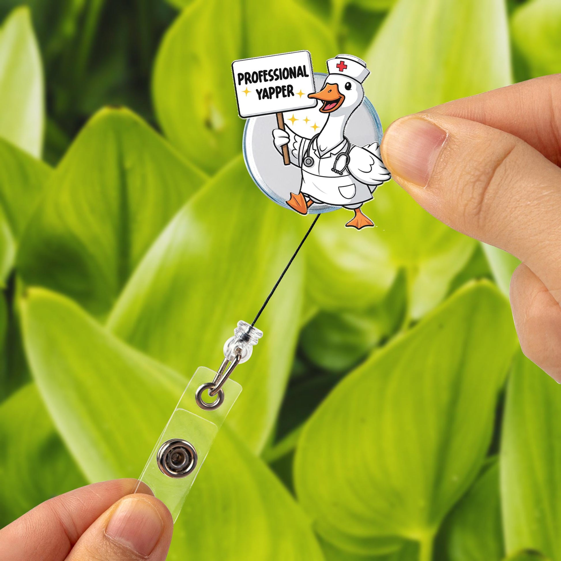 Professional Yapper Goose Badge Reel, Funny Nurse ID Holder, Cute Goose Clip for RN, Medical Badge Accessory, Nurse Gift Idea, Nurse Badge