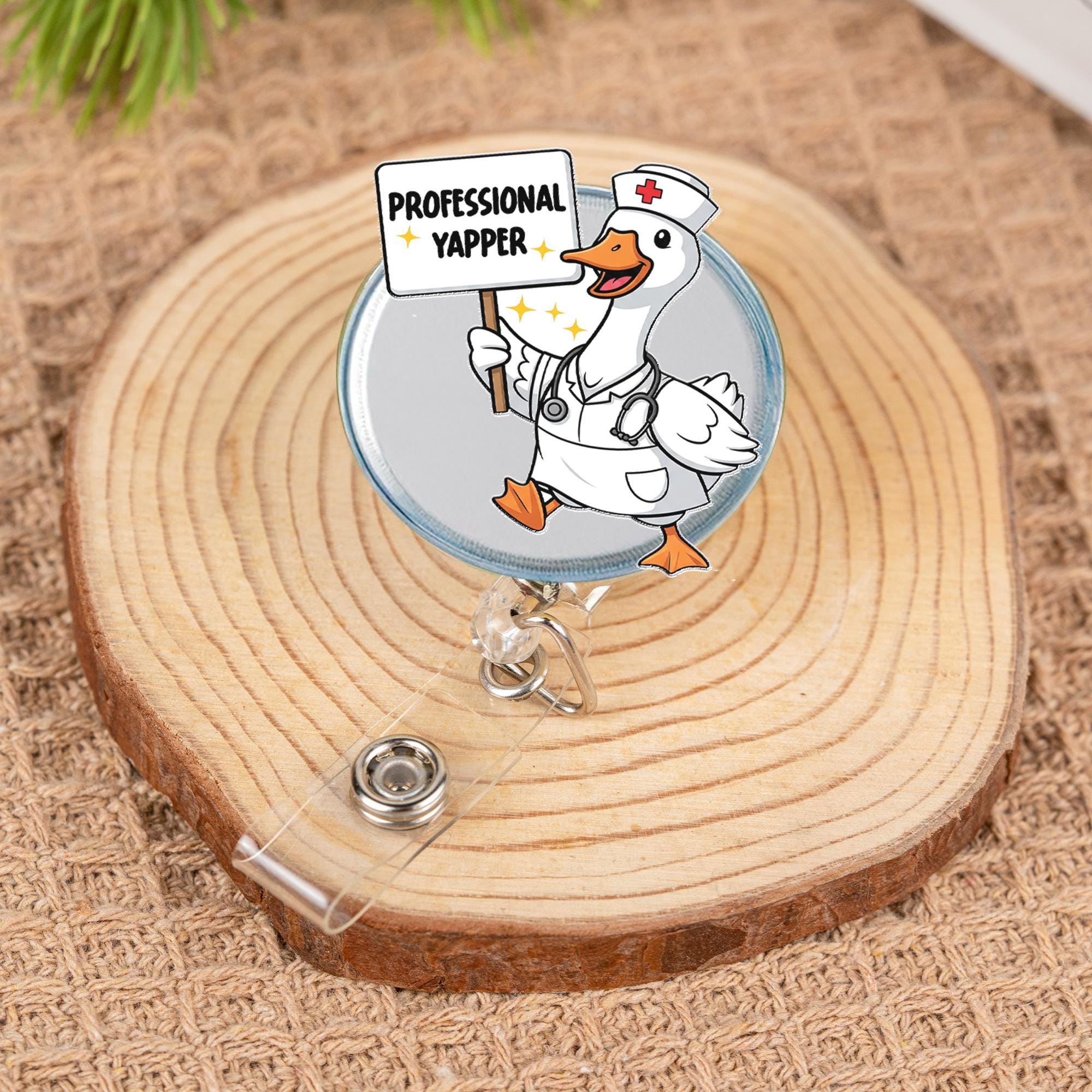 Professional Yapper Goose Badge Reel, Funny Nurse ID Holder, Cute Goose Clip for RN, Medical Badge Accessory, Nurse Gift Idea, Nurse Badge