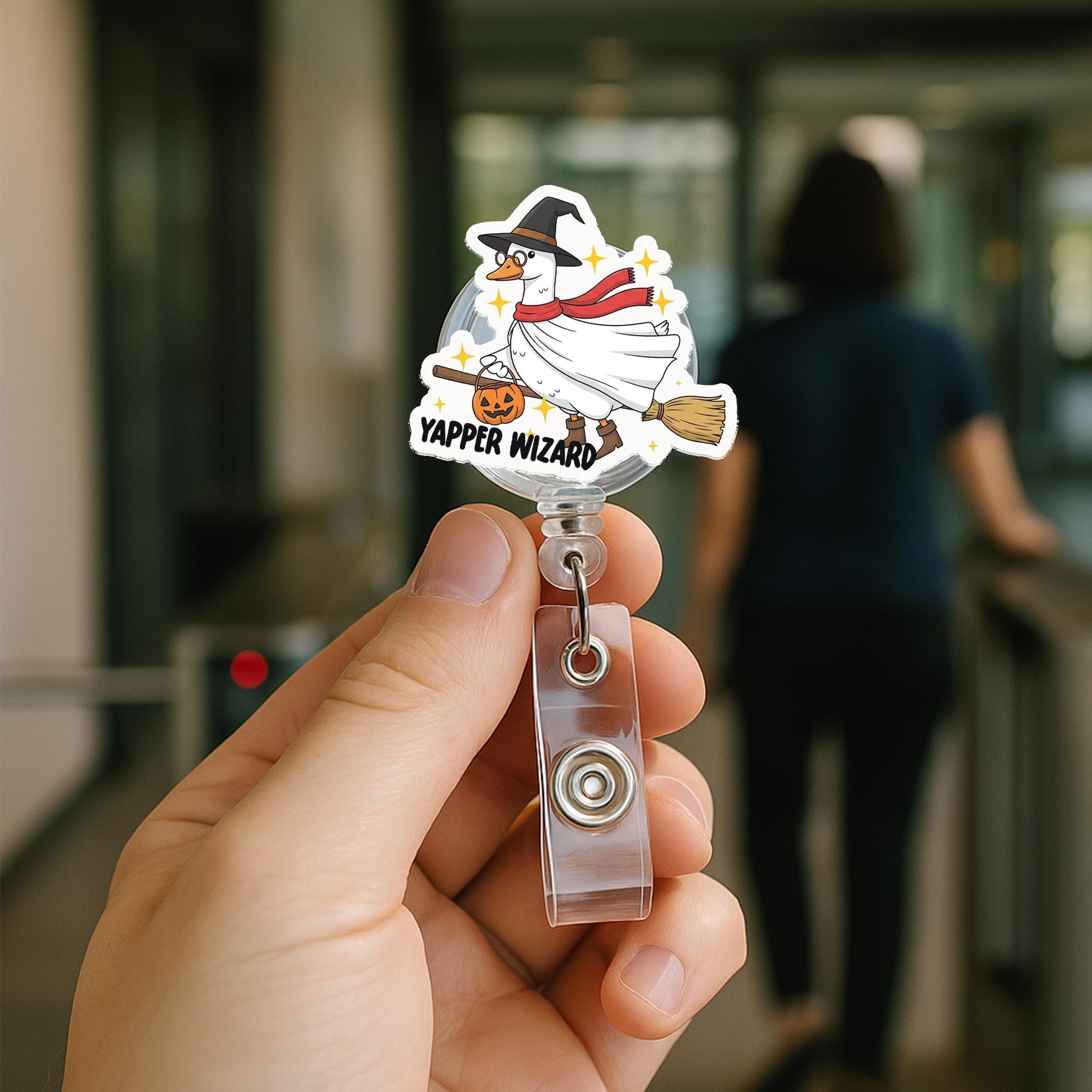 Wizard Goose Badge Reel, Halloween Goose ID Clip, Funny Nurse Badge Holder, Witch Goose Accessory, Yapper Wizard Gift Idea, Nurse Gift Idea