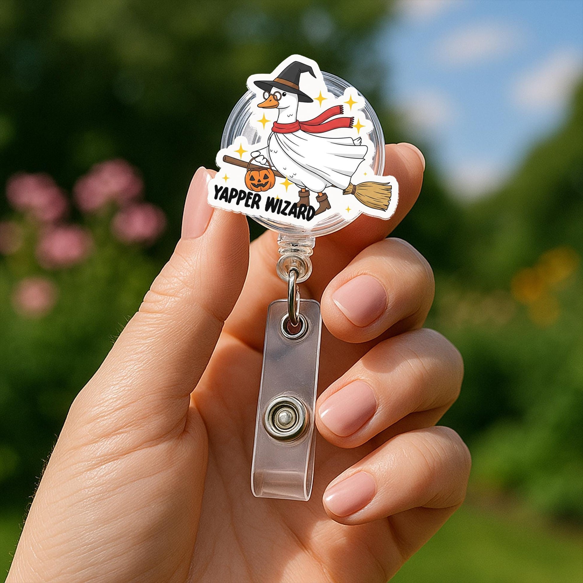 Wizard Goose Badge Reel, Halloween Goose ID Clip, Funny Nurse Badge Holder, Witch Goose Accessory, Yapper Wizard Gift Idea, Nurse Gift Idea