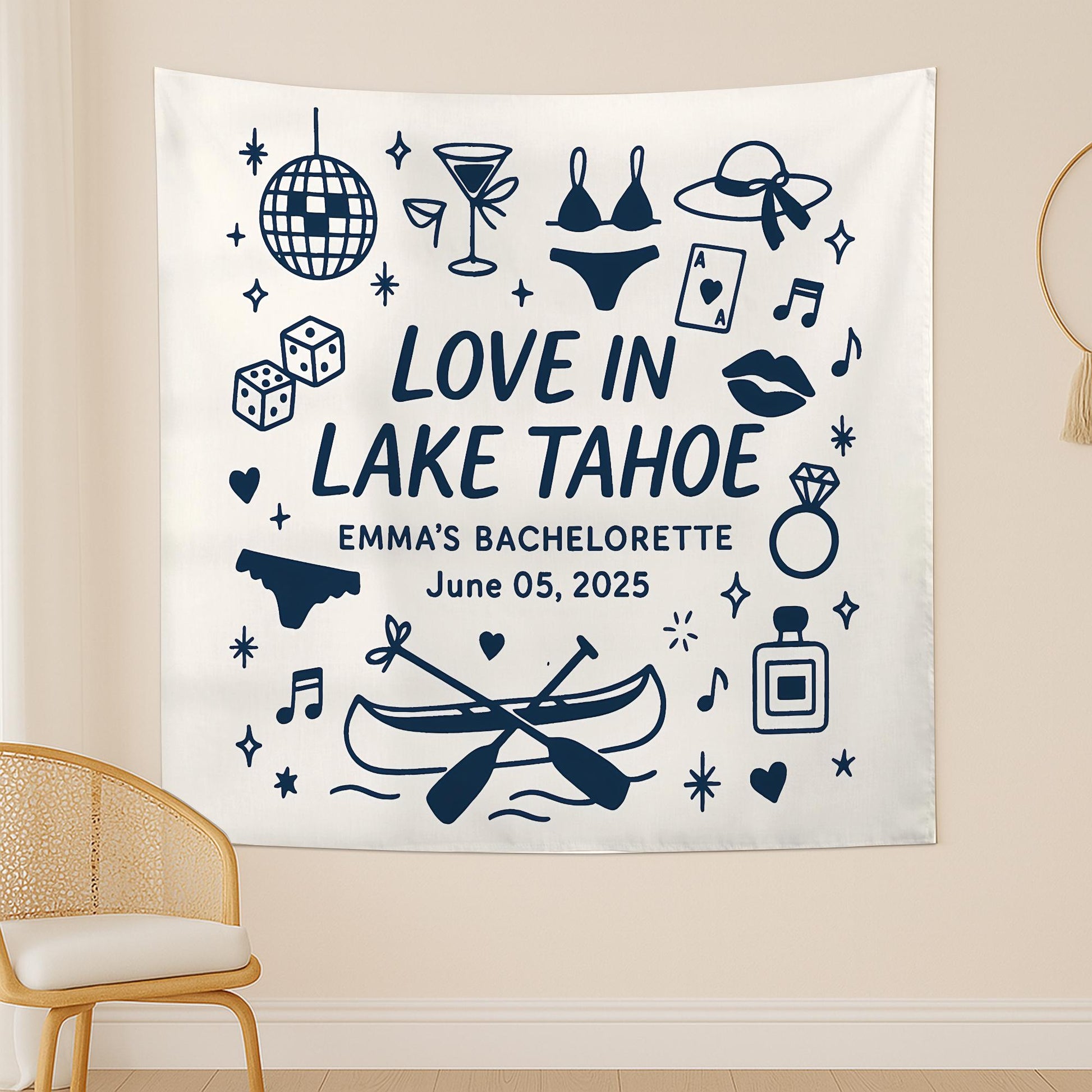 Lake Bachelorette Party Tapestry, Boat Party Banner, Bridal Weekend Decor, Custom Nautical Backdrop, Bach Party Wall Sign,Lake Trip Tapestry